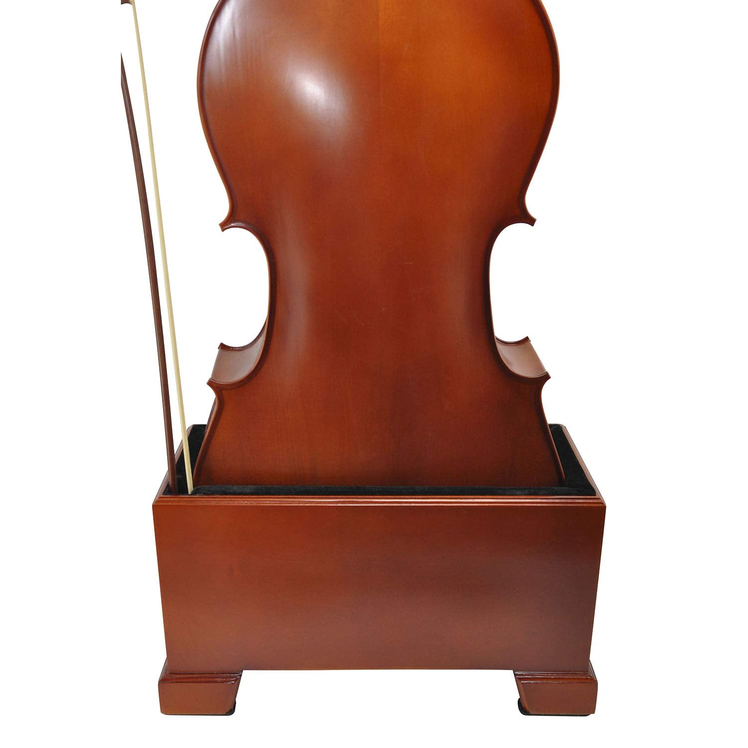 Aileen Stc02 4/4 Full Size Burgundy Wooden Cello Box Stand, Black Premium Velvet Plush Interior Including Bow Holder With Anti-S