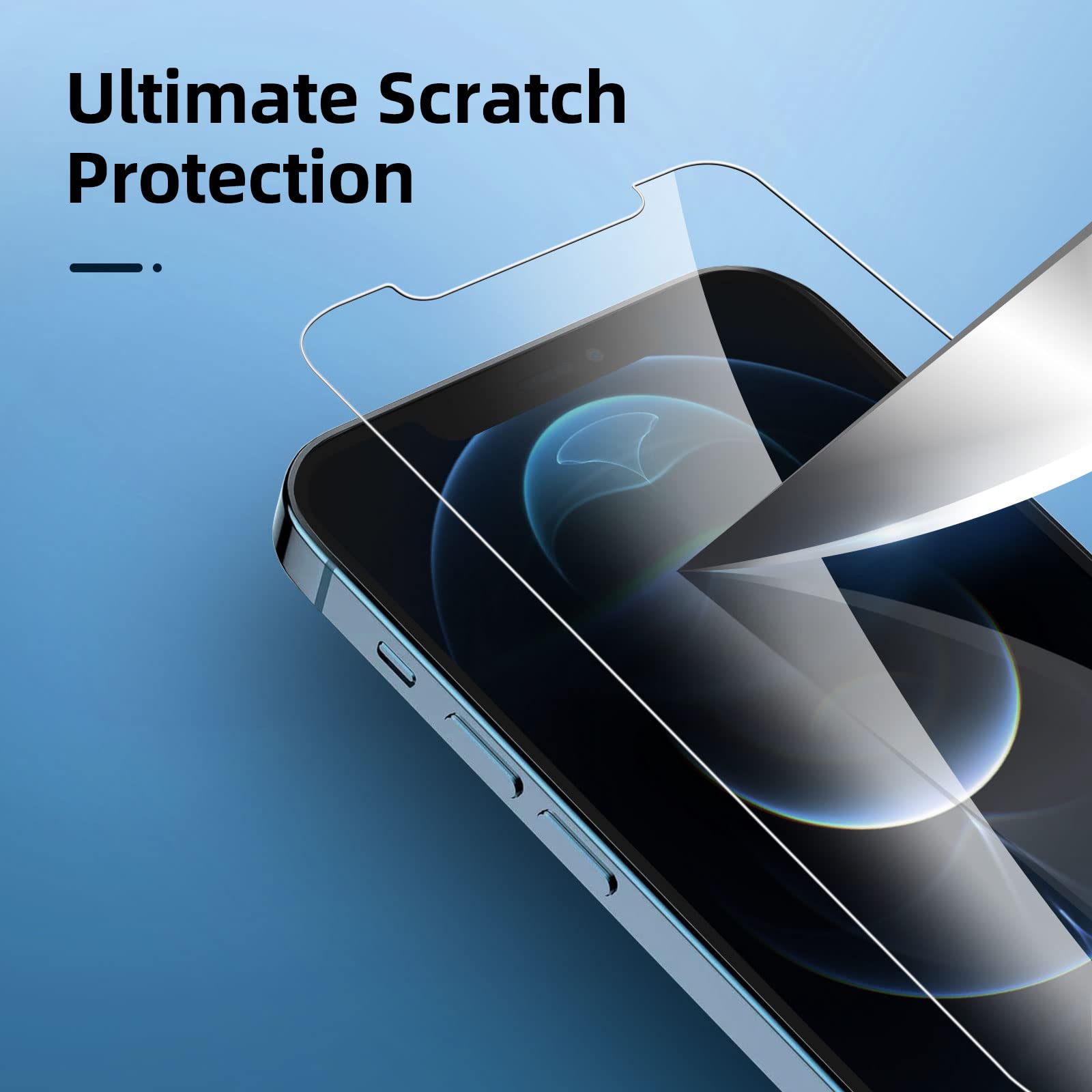 New'C 4 Pack, 2 Pack Screen Protector For Iphone 12 Pro + 2 Pack Camera Lens Protector, Sensor Protection,Case Friendly Tempered