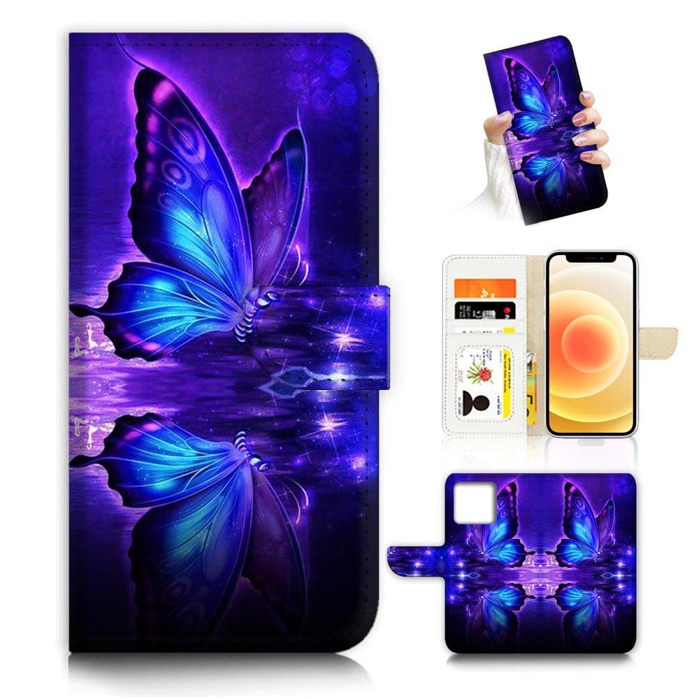 Ajourtek For Iphone 11, Art Designed Flip Wallet Style Cover Case Fancy Flower Full Body Protection Ad003 (#24885 Butterfly)