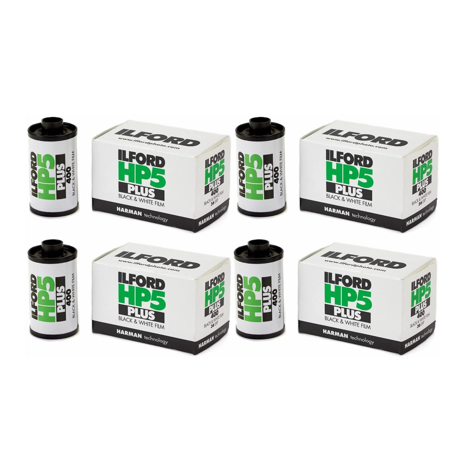 Ilford Hp5 Plus Iso 400 Black And White 35Mm Roll Film Bundle (36 Exposures, 4 Pack) (4 Items)