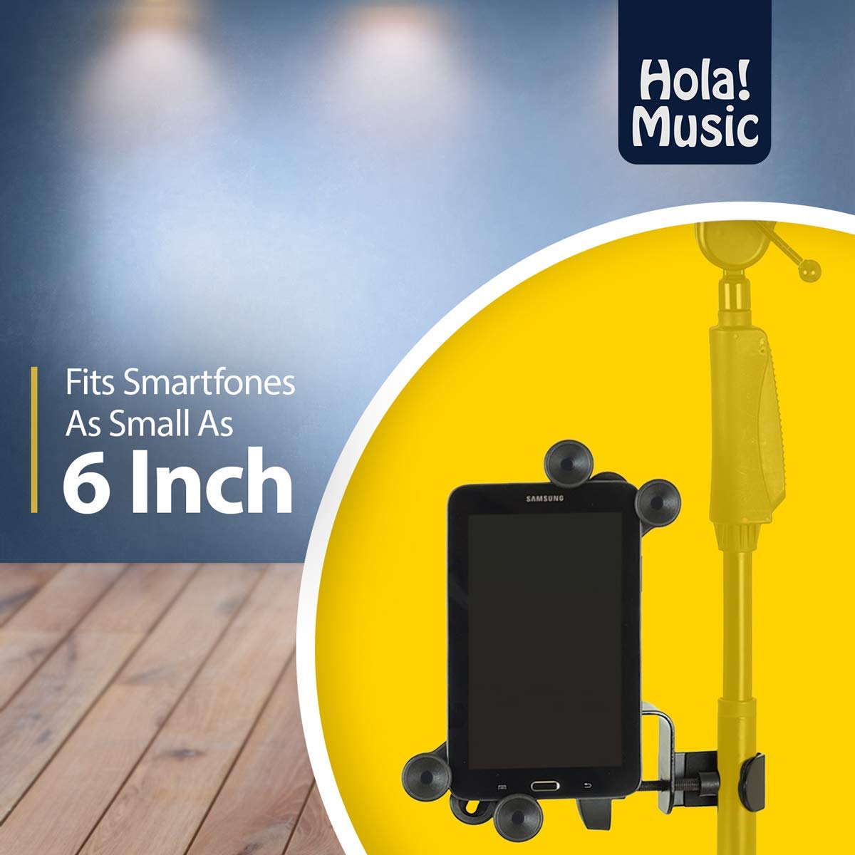 Pack Of 2 - Hola! Music Hm-Mth Microphone Music Stand Tablet/Smartphone Holder Mount - Fits Devices From 6 To 15 Inch