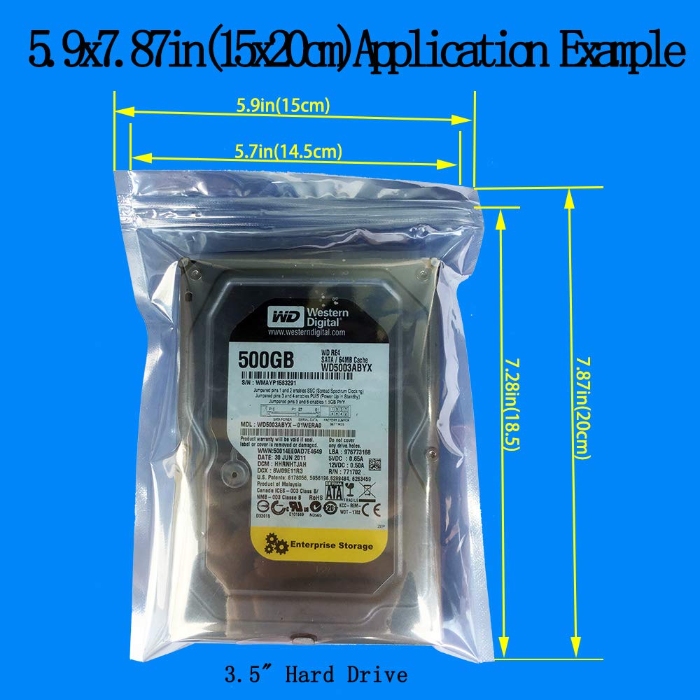 Daarcin Anti Static Bags,Esd Bags,100Pcs Mixed Sizes Antistatic Resealable Bags For 3.5 Hard Drive, 2.5 Solid State Drive With L