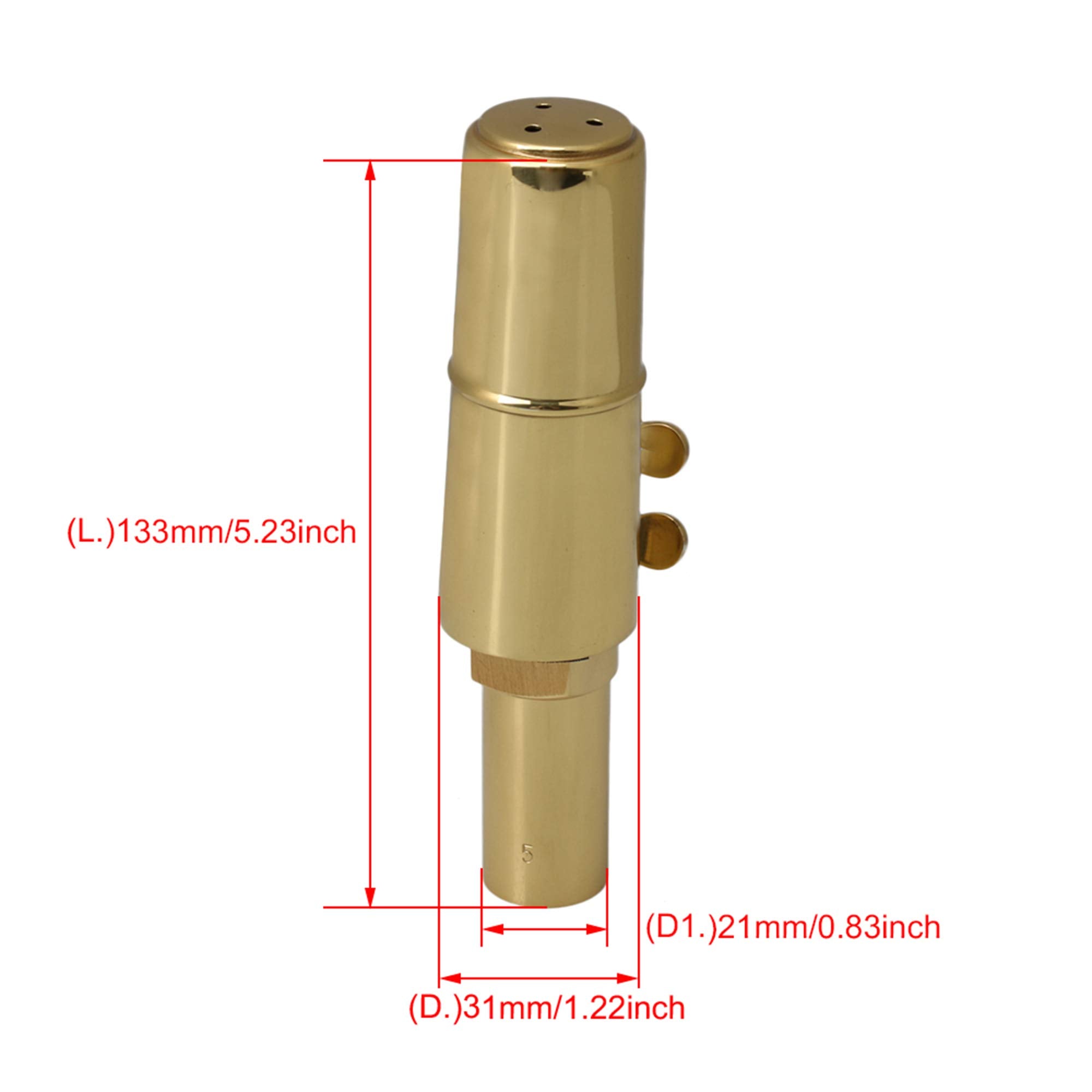 Yibuy Brass Baritone Sax Mouthpiece With Ligature & Cap #6 Golden