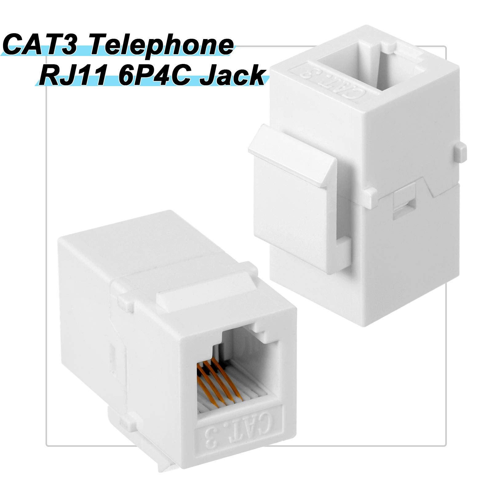 10 Pieces Cat3 Telephone Rj11 6P4C Jack Phone Line Connector Coupler Phone Female To Female Telephone Jack Coupler (White)