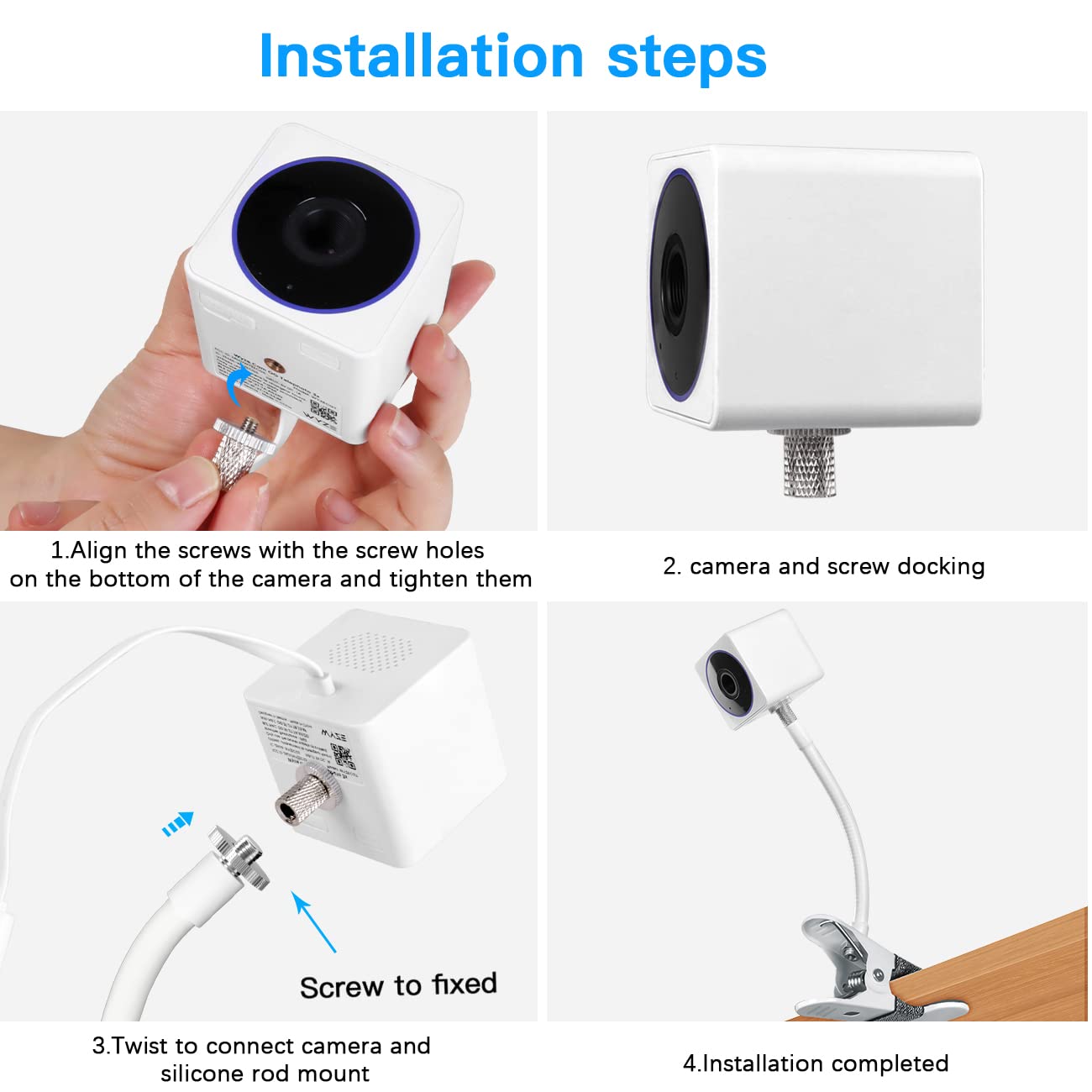 Holaca Baby Monitor Flexible Clip Mount For Wyze Cam Og,Wyze Cam Outdoor V1/V2,Wyze Cam Pan/Pan V2/Pan V3,Wyze Cam V3/V3 Pro Twi