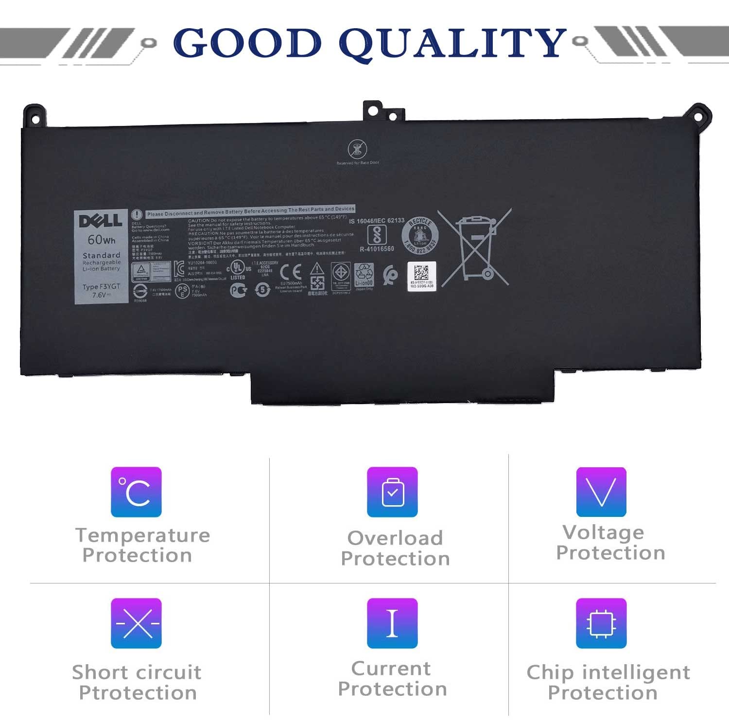 Dell F3Ygt Battery For Dell Latitude 12 7280 7290 13 7380 7390 P29S002 14 7000 7480 7490 P73G002 Series P28S P28S001 P73G P73G00