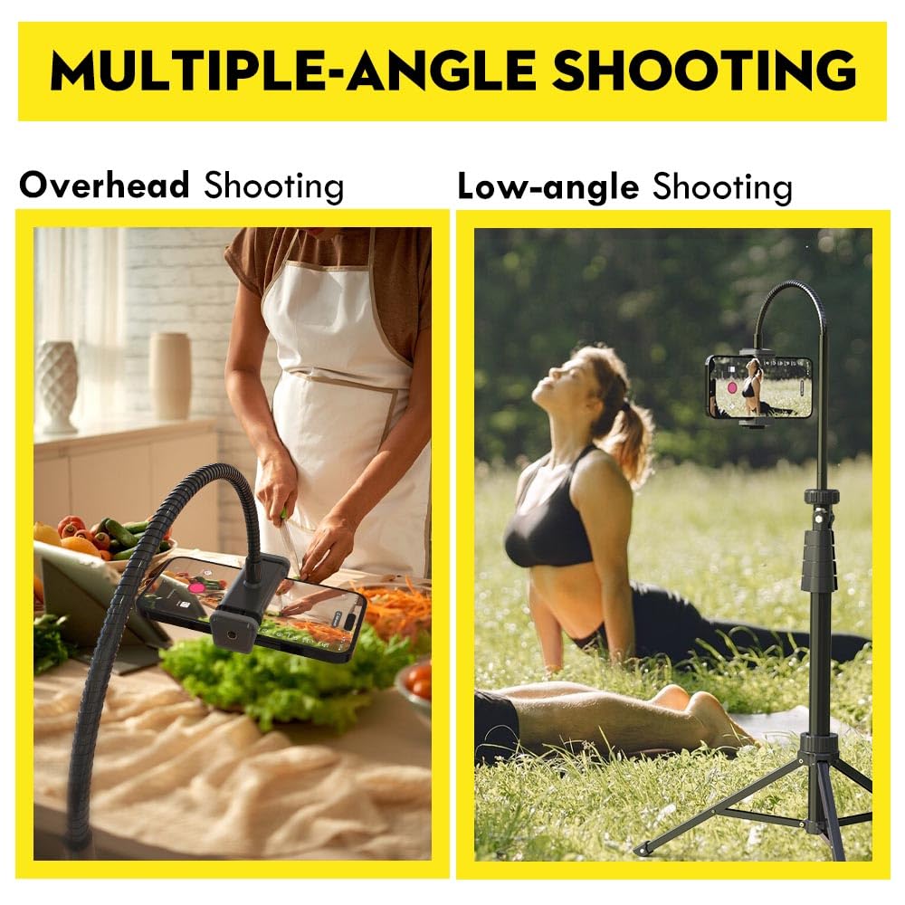 Aureday 88 Flexible Phone Tripod With 14.95 Gooseneck, Remote And Phone Holder, Overhead Cell Phone Stand?Selfie Stick For Video