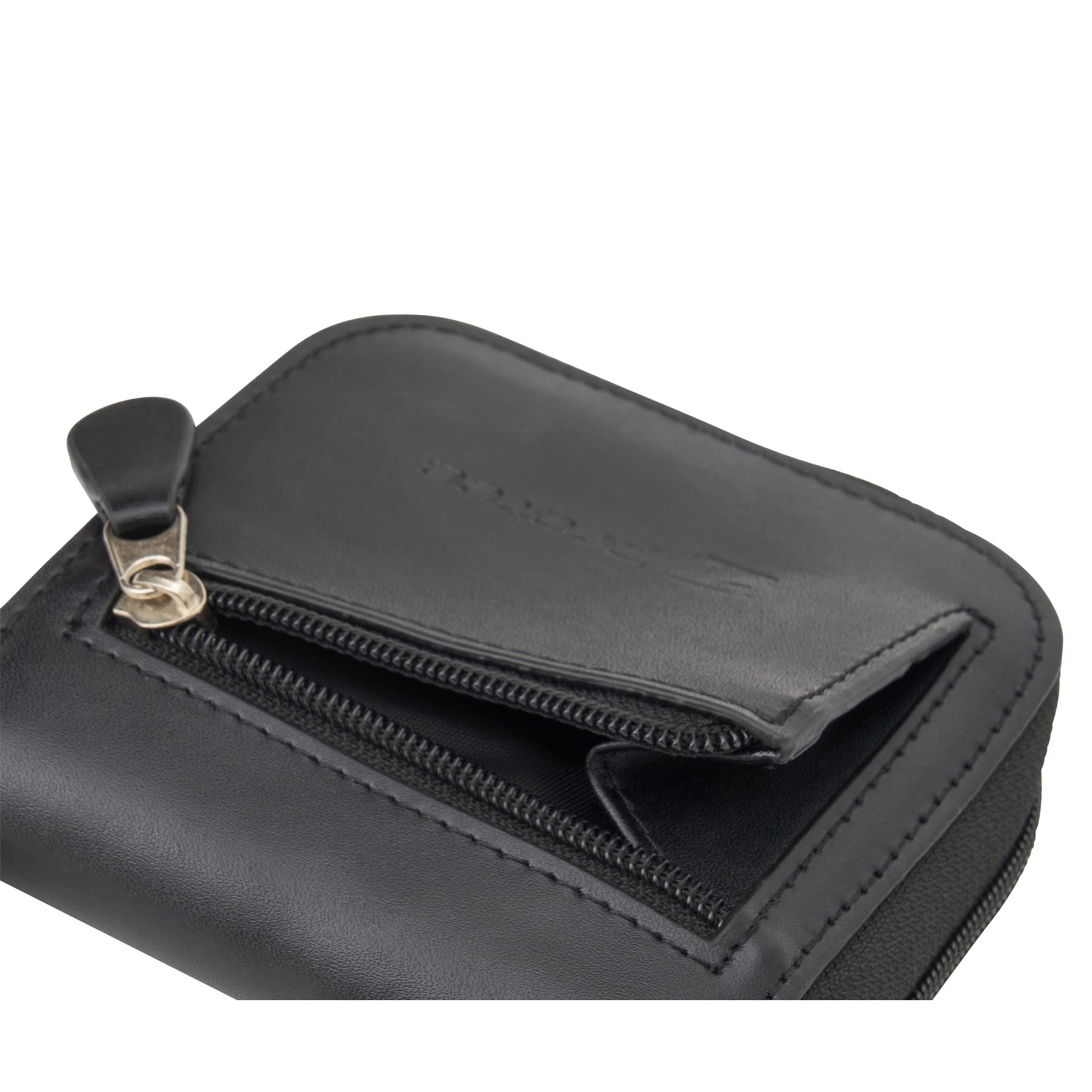 Protec Trumpet/Small Brass Multiple (2 Piece) Leather Mouthpiece Pouch With Zipper Closure, Model L220, Black