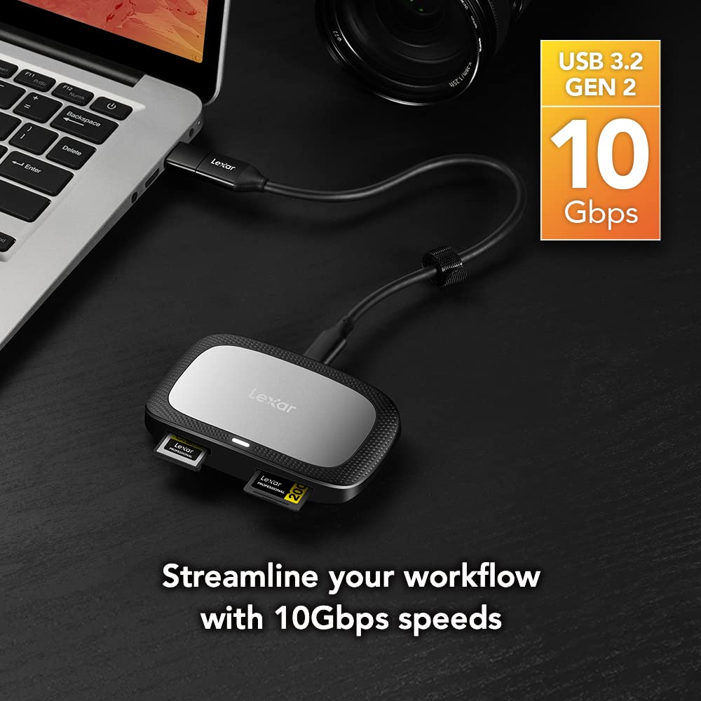 Lexar Professional Cfexpress Type A / Sd Usb 3.2 Gen 2 Reader, Designed For Cfexpress Type A And Sd Uhs-Ii Cards, High-Speed Usb