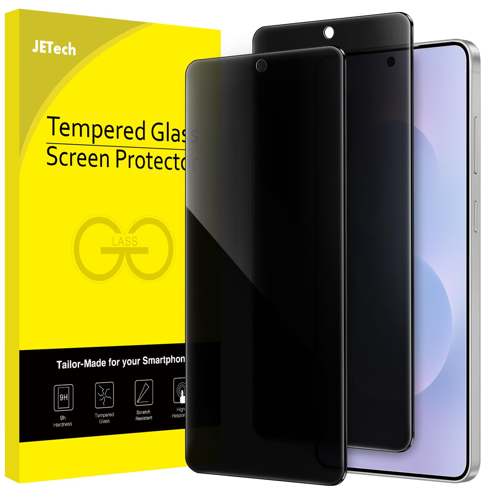 JETech Privacy Screen Protector for Samsung Galaxy S25 Edge, Anti-Spy Tempered Glass Film, Fingerprint ID Compatible, 2-Pack