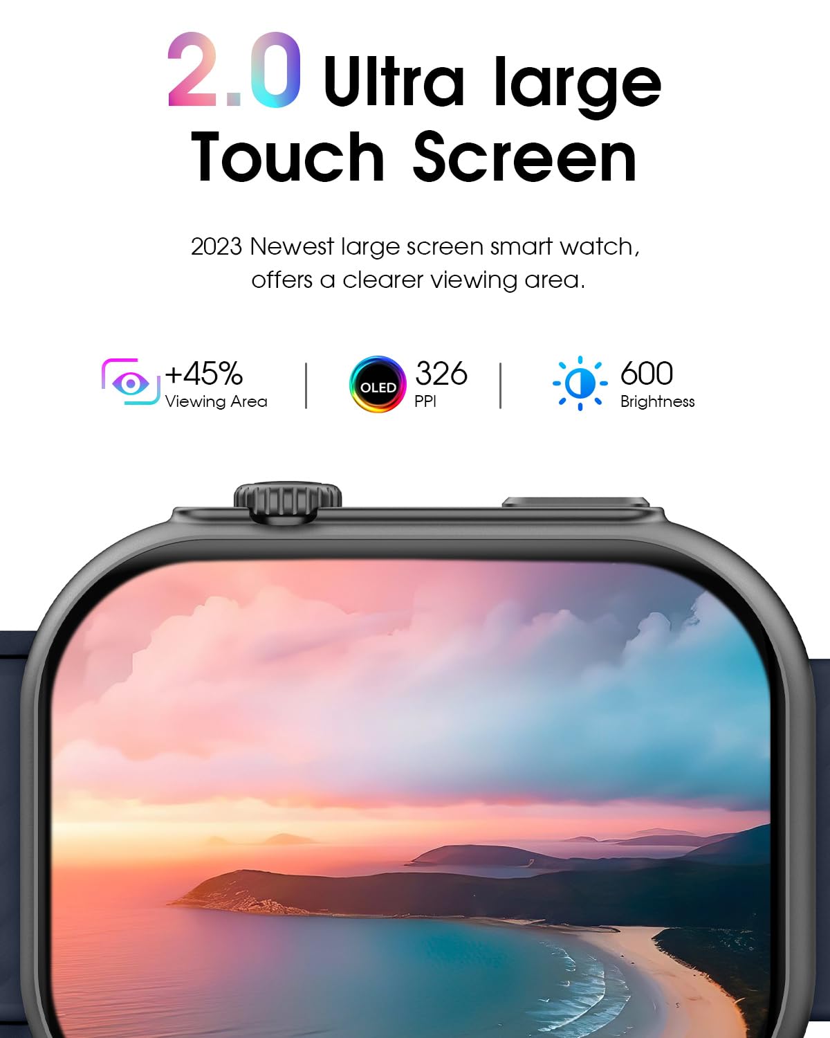 Smart Watch For Men Women (Answer/Make Call), 2.0''Smartwatch Fitness Tracker With 100+ Sport Modes, Heart Rate/Sleep Monitor, P