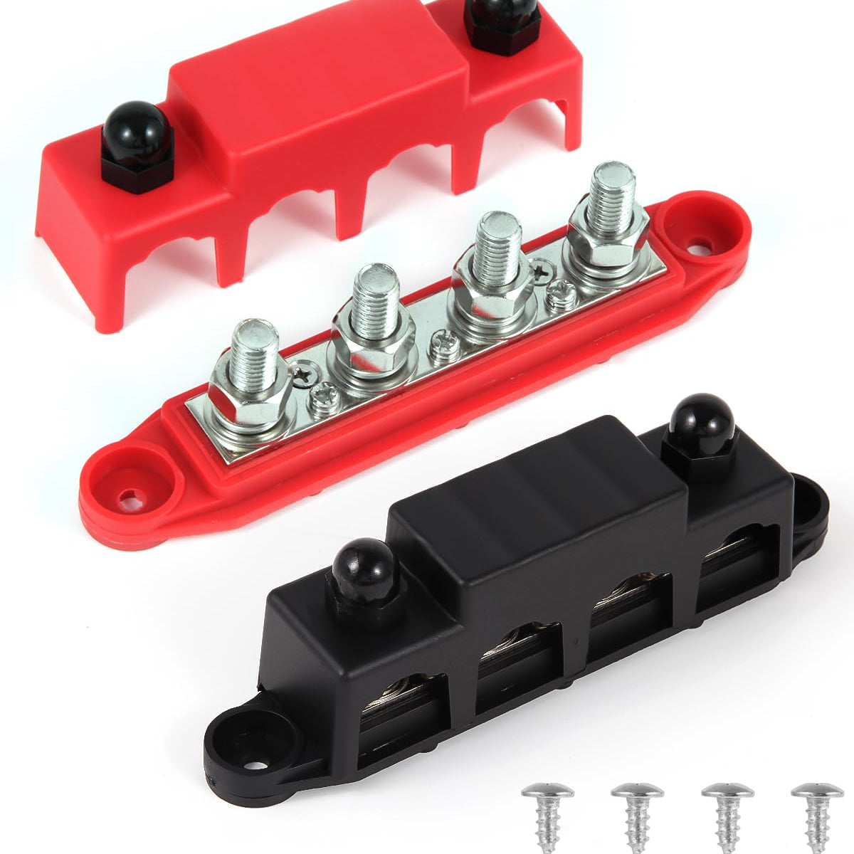 Gioyonil 12v Bus Bar Power Distribution Block 3/8, 4 Post Max 48V 250A ...