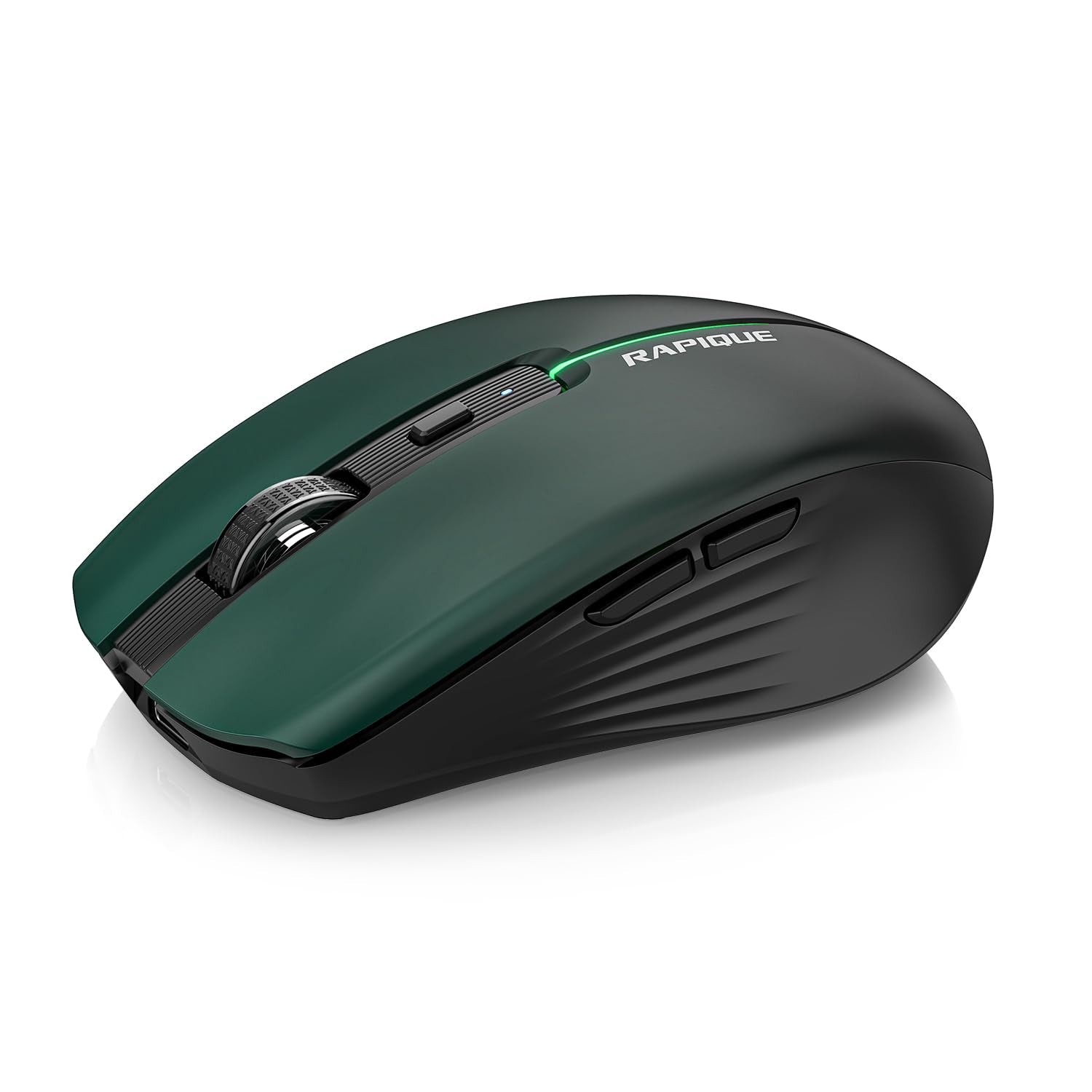 RAPIQUE Bluetooth Wireless Mouse - Bluetooth 5.1 & 2.4G Dual Connectivity, Rechargeable USB-C, Silent Click, Ergonomic 6-Button 
