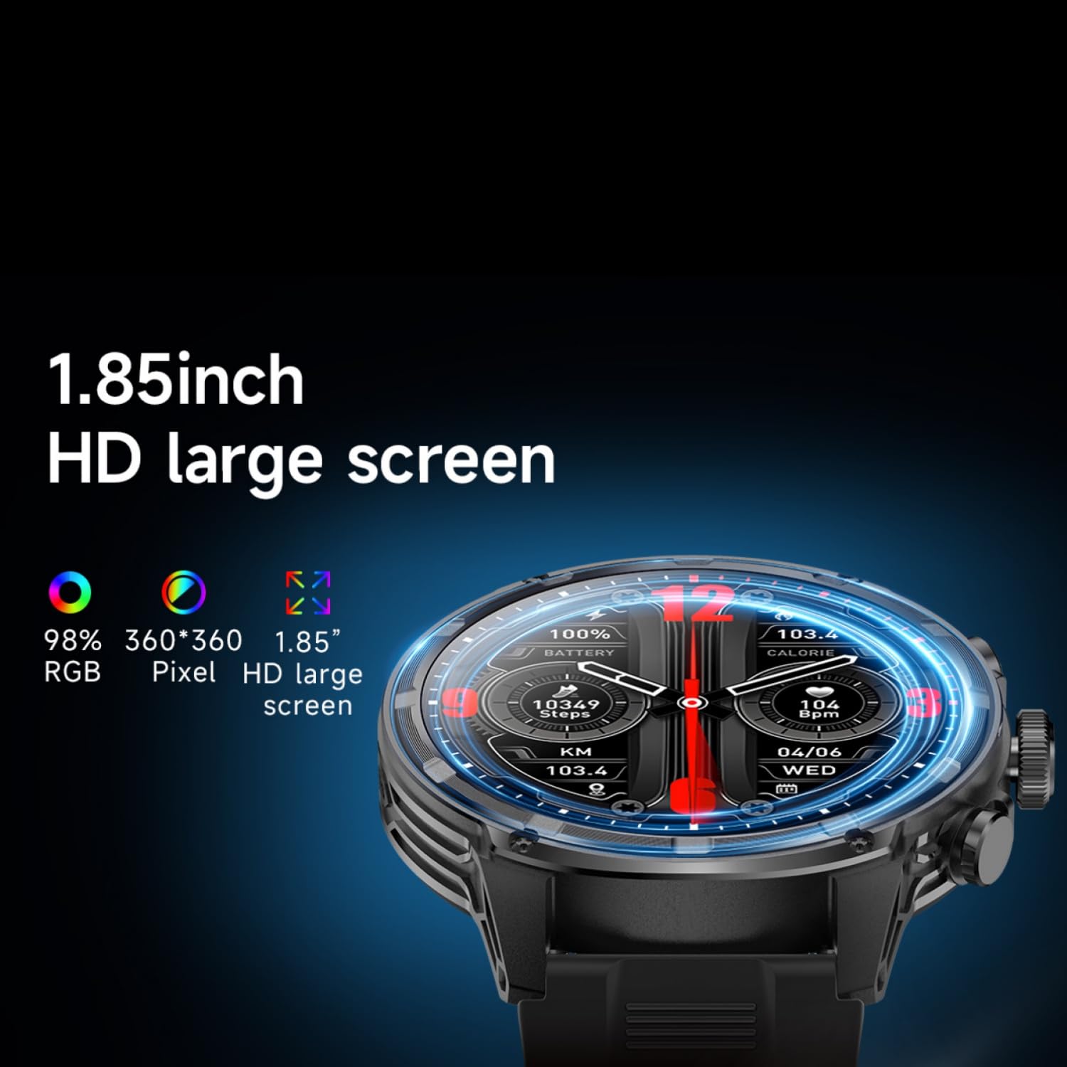 Desong Smart Watch For Men With Led Flashlight,1.85 Inch Hd Big Screen Waterproof Rugged Smart Watch,800Mah Ultra-Long Battery,A