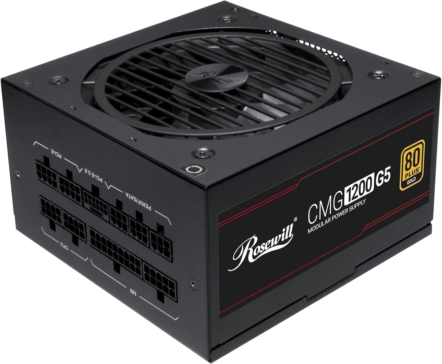 Rosewill CMG5 1200W, ATX 3.0 & 3.1 Compatible, 80+ Gold Full Modular Power Supply, PCIe 5.0 600W 12V-2x6 Connector, 100% Japanes