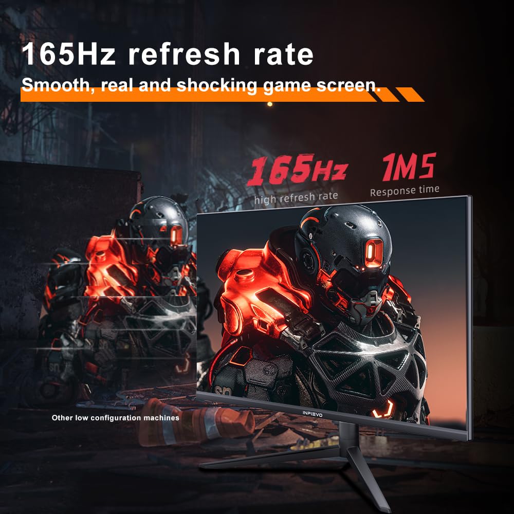 Infievo Gaming Monitor 27 Inch Qhd 1440P Computer Monitor 165Hz Va 1Ms Built In Speakers, Freesync, Ultra Thin Pc Monitor, Vesa