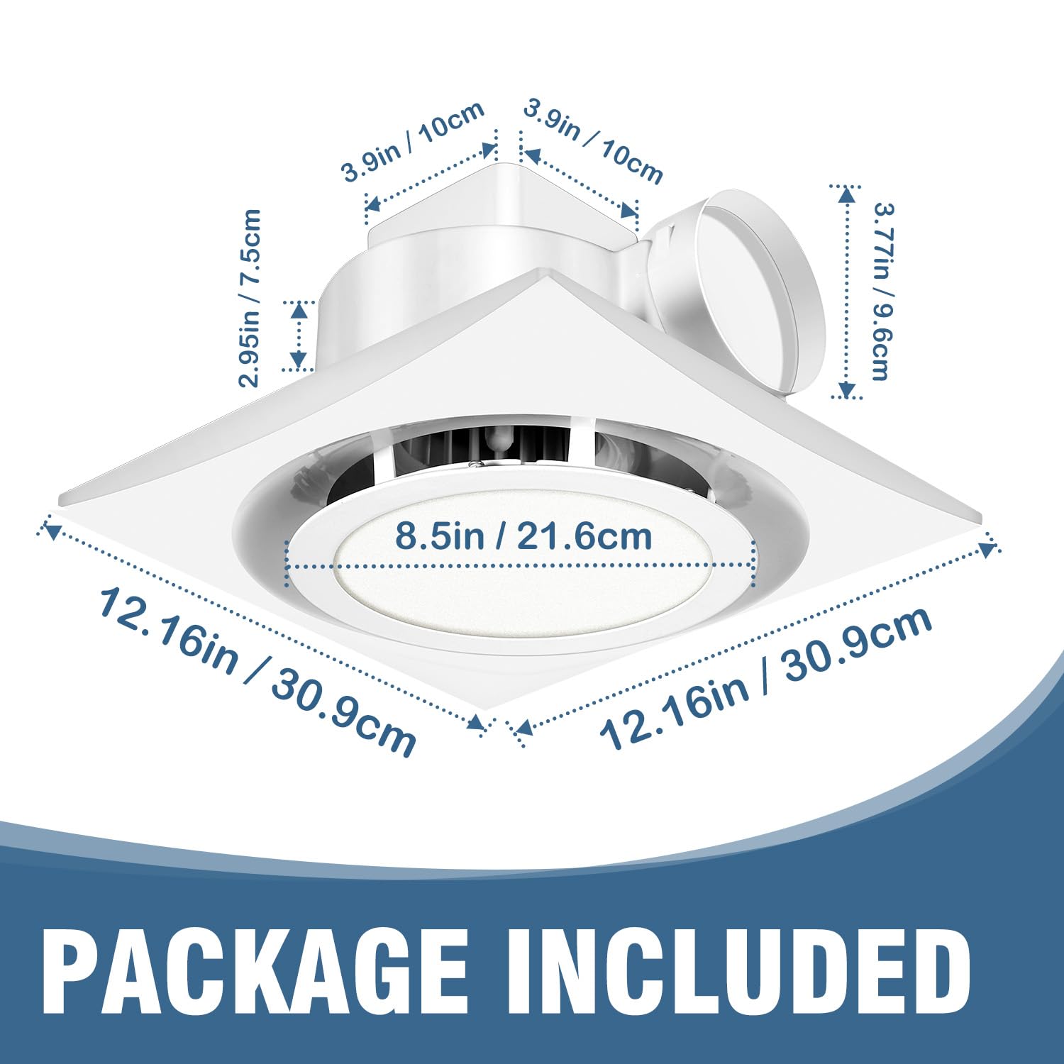 Heromind Bathroom Exhaust Fan With Light, 110 Cfm, 1.0 Sones, 12.16    Ceiling Vent Fan With 20W Led Light, 3 Adjustable Color T