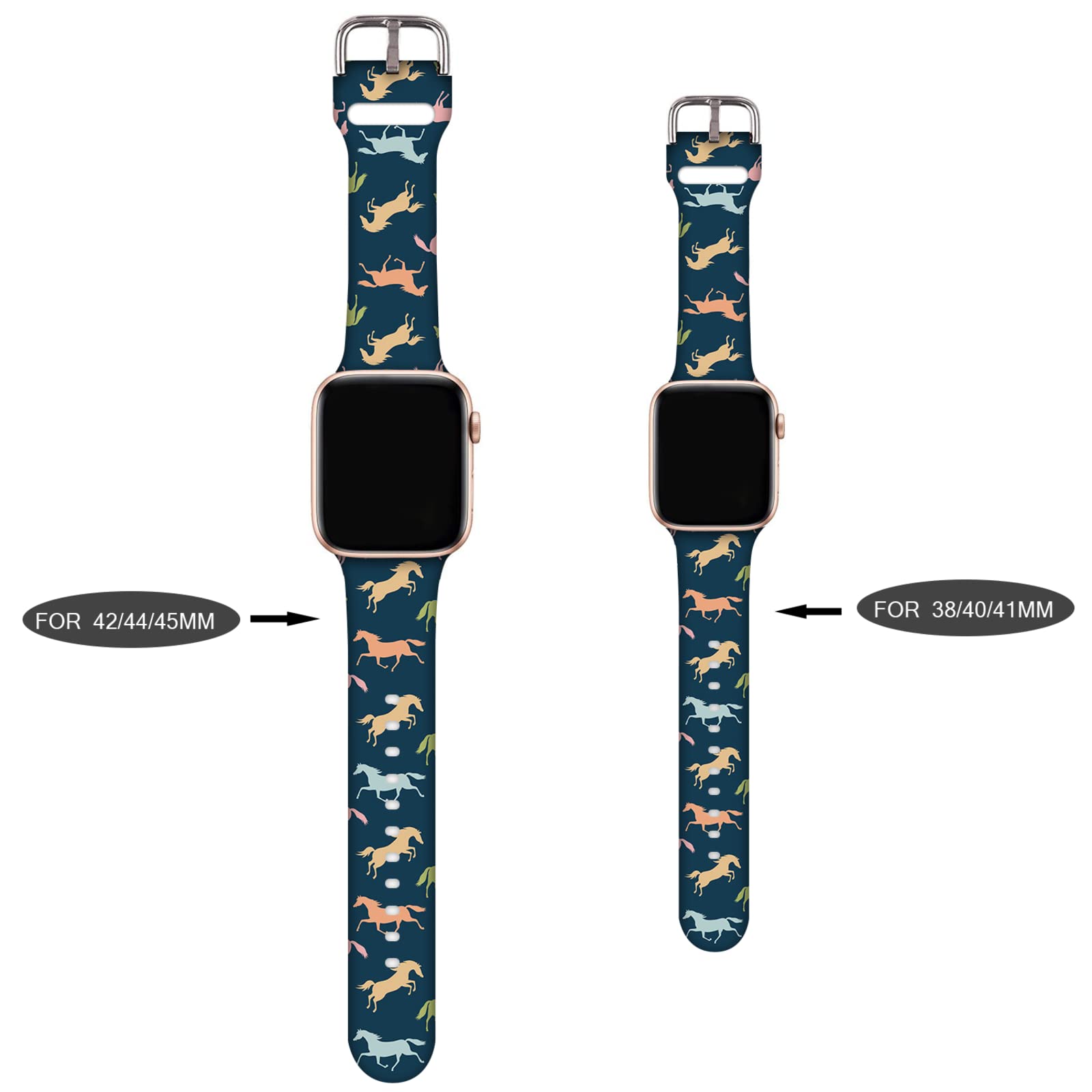 Compatible With Cute Cartoon Horse Animal Apple Watch 38/40/41/42/44/45Mm For Women Men,Soft Silicone Horse Animal Gifts Decorat