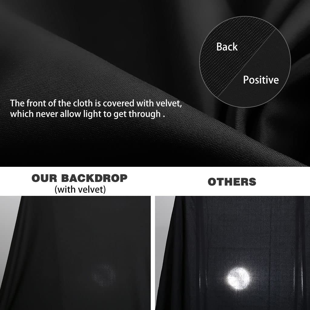 10X12Ft Black Backdrop, Lcuirc Black Photo Backdrop Curtain Polyester Collapsible Black Background For Portraits Pet Photoshoot
