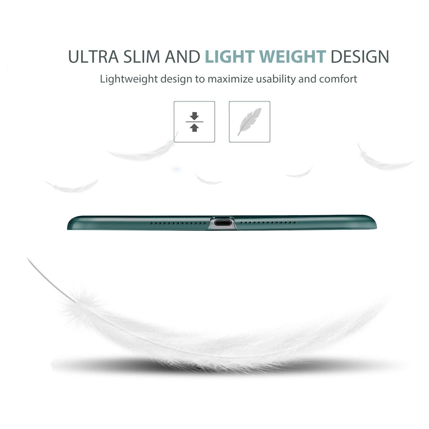 Procase Smart Case For Ipad 9.7 Inch Ipad 6Th/5Th Generation Case 2018 2017(Model: A1893 A1954 A1822 A1823), Ultra Slim Lightweight Stand Case With Translucent Frosted Back Smart Cover  Emerald