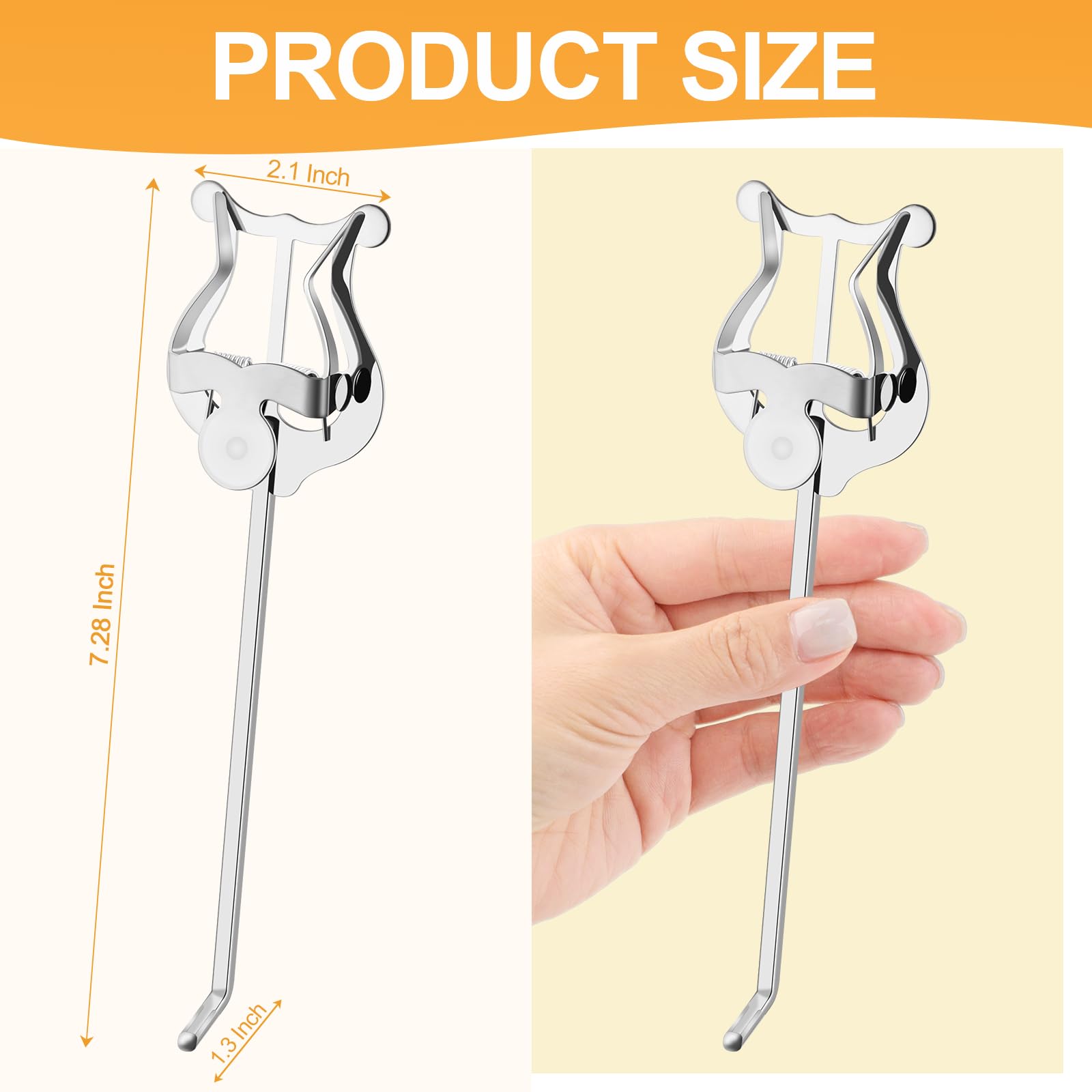 Trumpet Lyre,2 Pack Silver Mellophone Lyre For Marching Band With Bent Stem,7.2Inch Baritone Lyre Clip And Flip Folder,General M