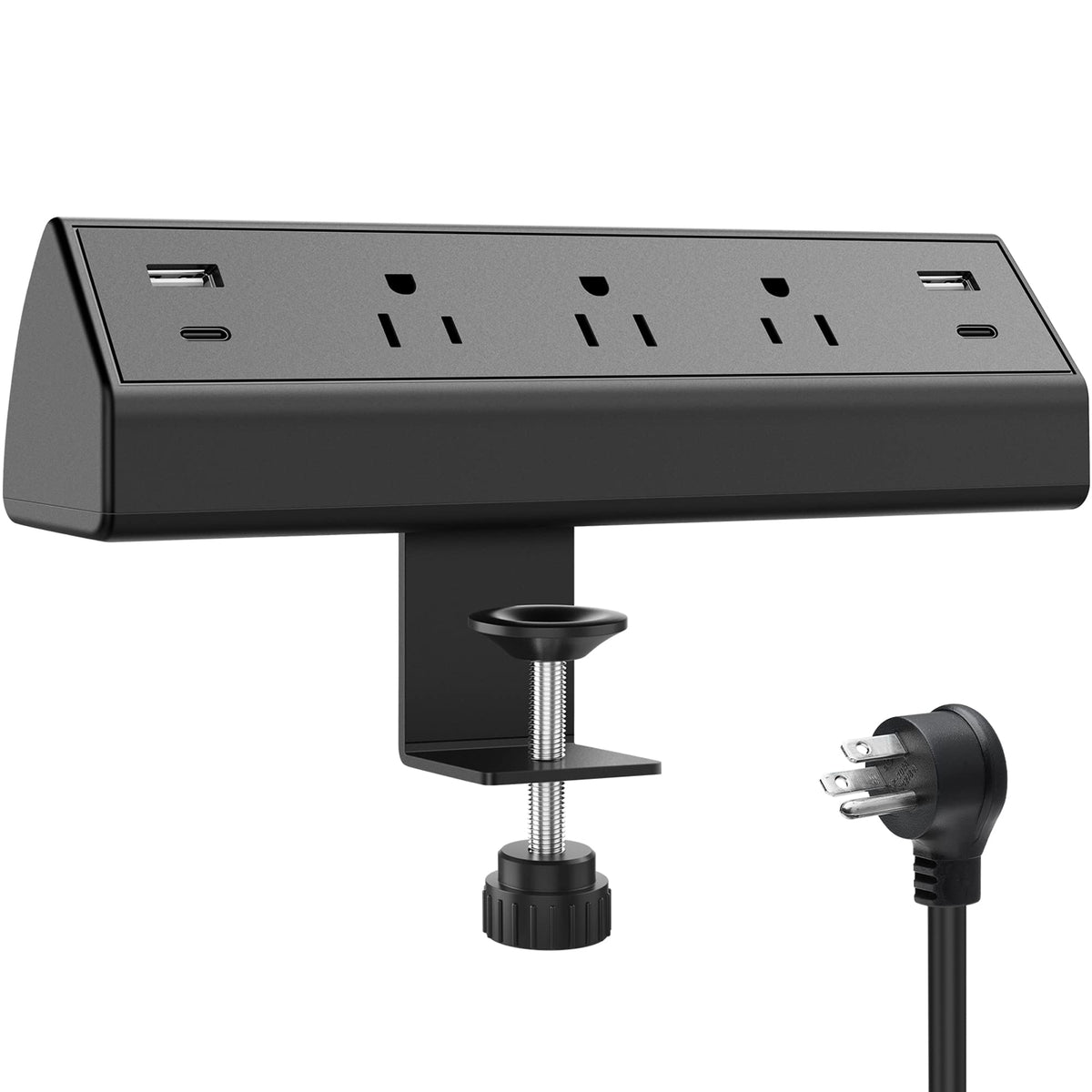 Desk Clamp Power Strip,Desktop Mount Surge Protector,40W Fast Charging Station,2 Pd 20W Usb C Ports,3 Outlets,6Ft Flat Plug For 
