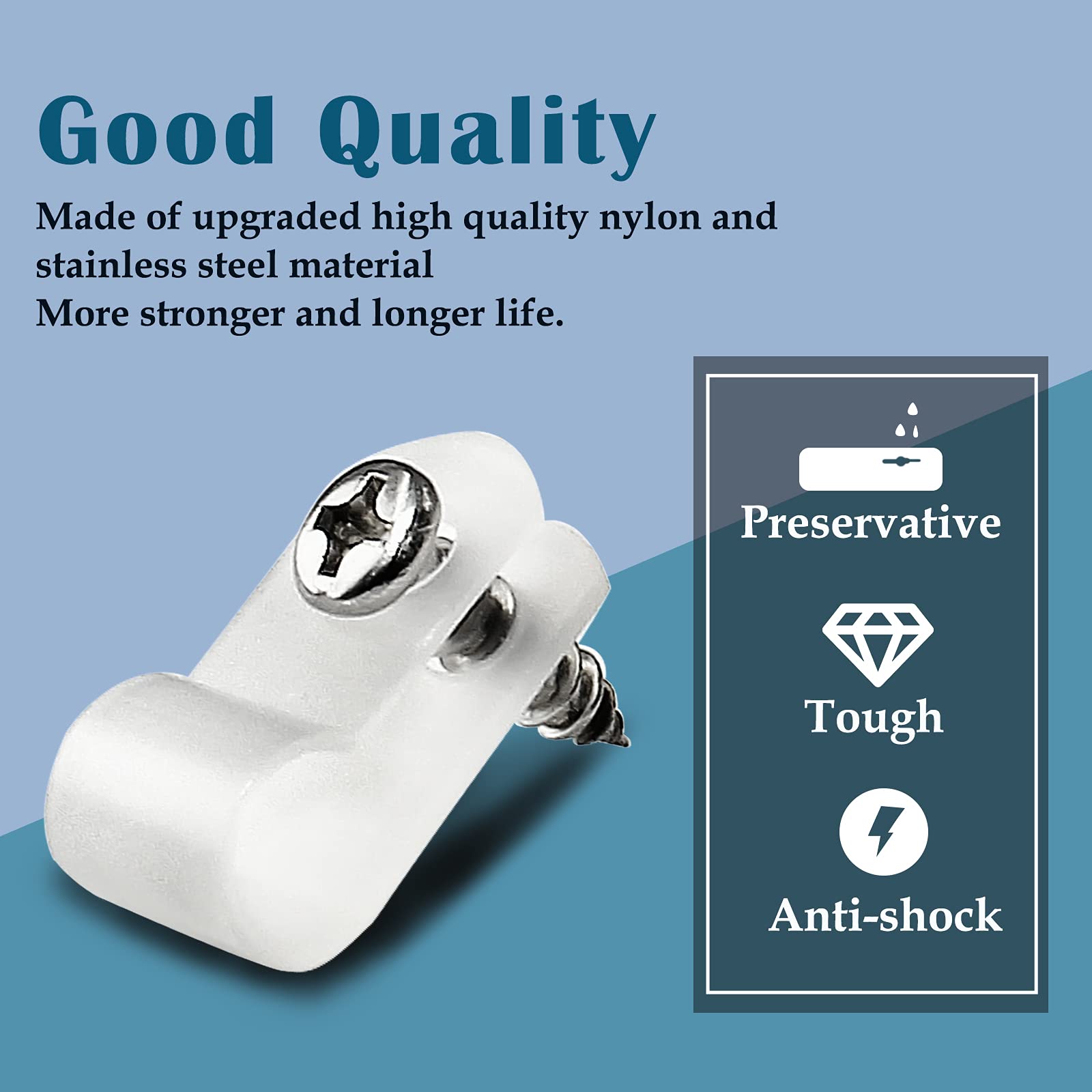 Rierdge 100 Pcs R-Type Clip Clamp, 1/4 Inch Nylon Cable Mounting Clips, White, Model SDD2106160013, Includes Stainless Steel Screws