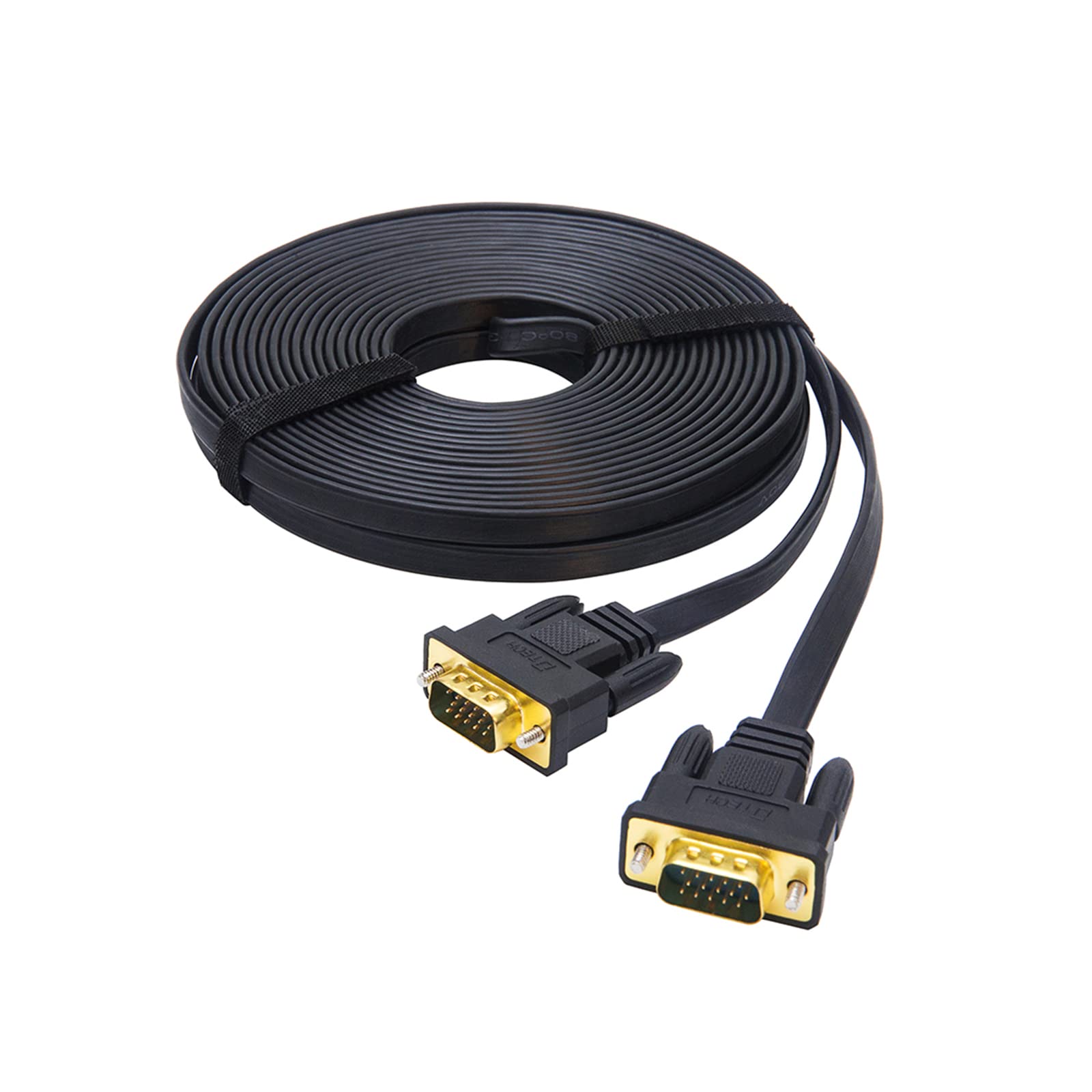 Dtech Vga To Vga Cable 50Ft Long Thin Flat 15 Pin Computer Monitor Cord Male To Male Svga Wire (50 Feet, Black)
