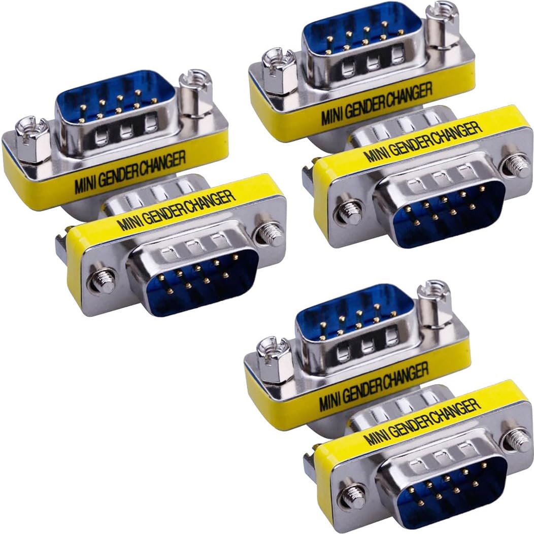 Warmstor 6 Pack 9Pin Rs232 Serial Cable Db9 Male To Male Mini Gender Changer Adapter Coupler Connector