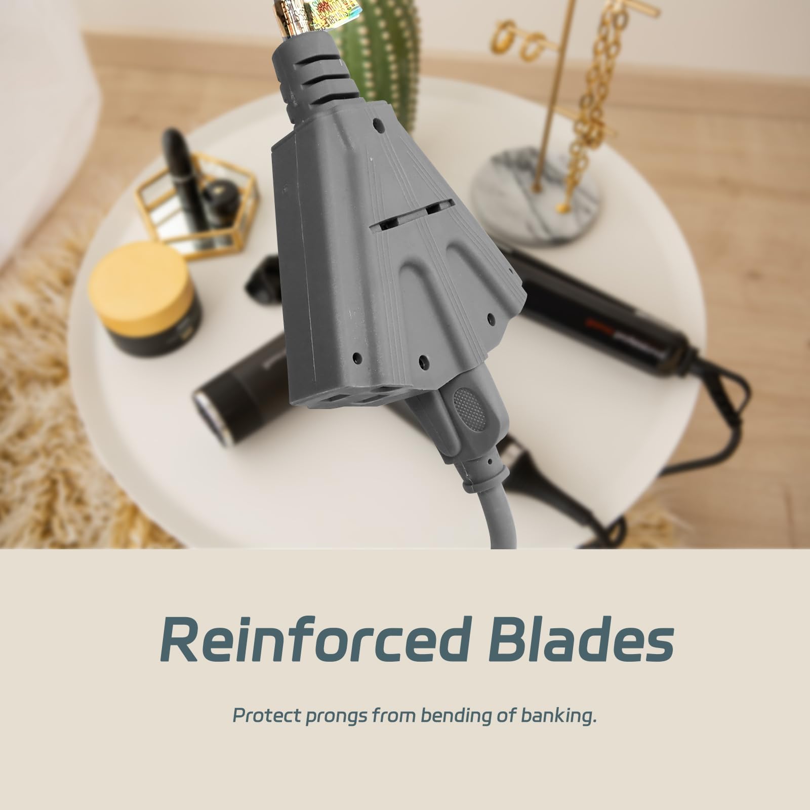 Ep 6 Ft Outdoor Extension Cord With 3 Electrical Power Outlets   16/3 Sjtw Grey Cable With 3 Prong Grounded Plug For Safety Grea