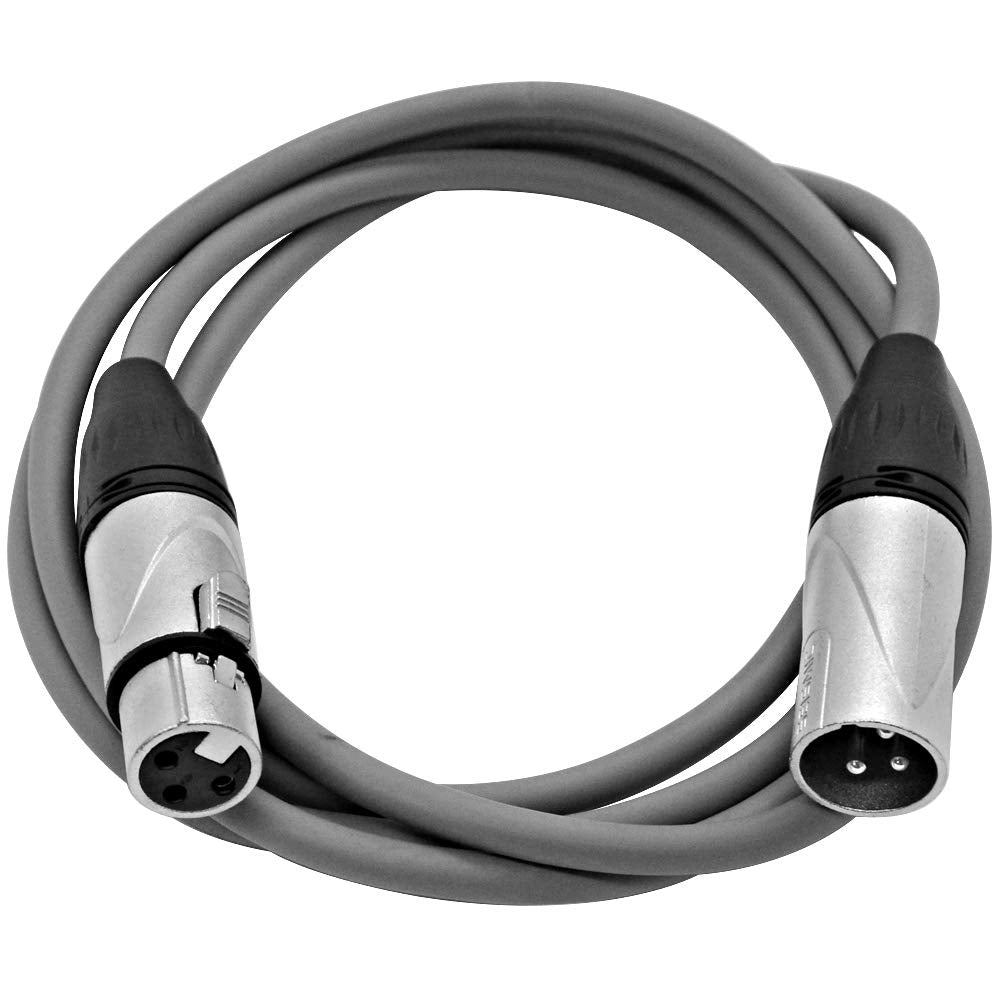 Seismic Audio - Saxlx-6Gray-6Pack - 6 Pack Of 6 Foot Gray Xlr Patch Cables - 6' Mic Cords - 3 Pin Xlr Male To Female Microphone