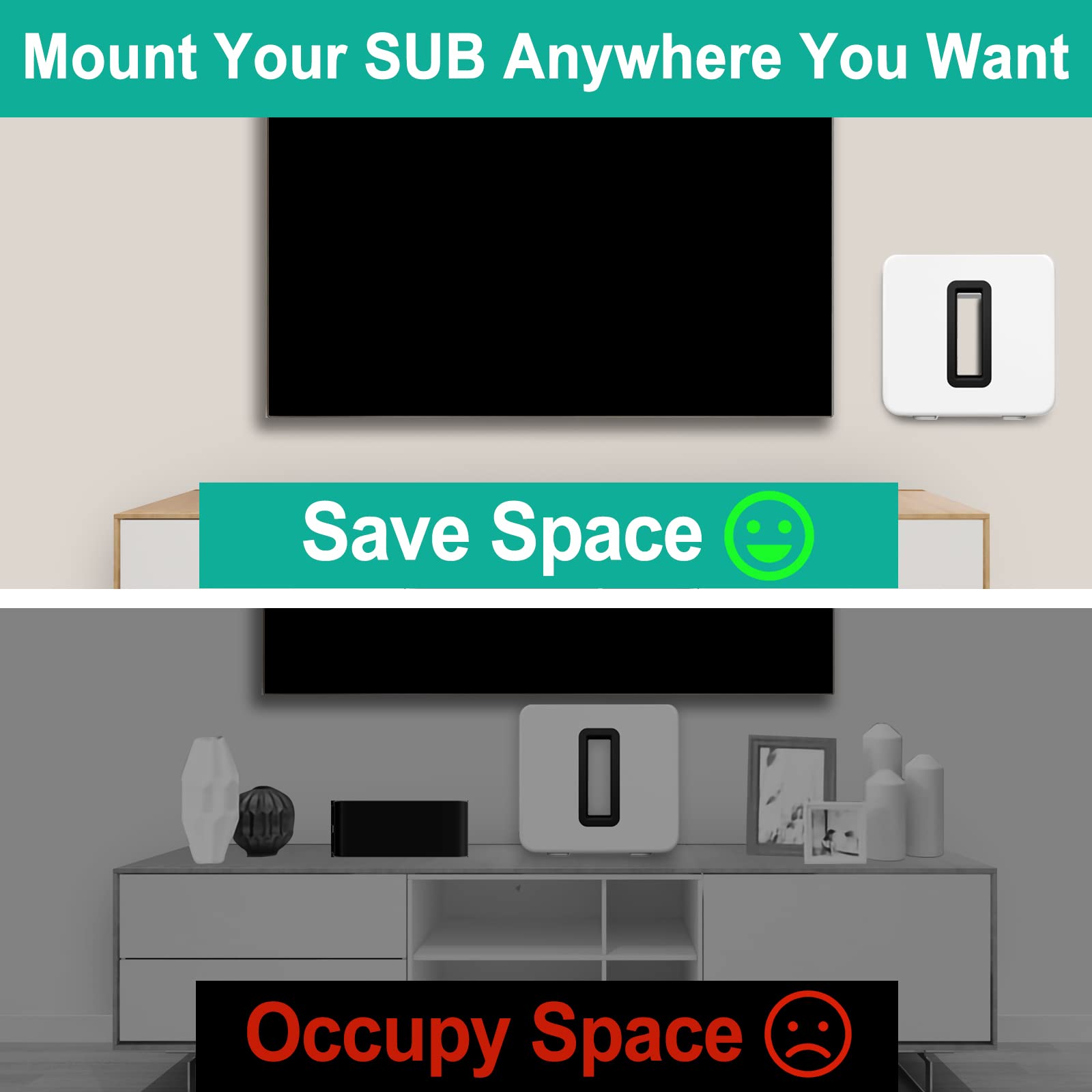 Wall Mount For Sonos Sub Gen 3 Gen 2 Mount, Heavy Duty Wall Mount For Sonos Sub Mounts, Mounting Brackets For Sonos Wireless Sub