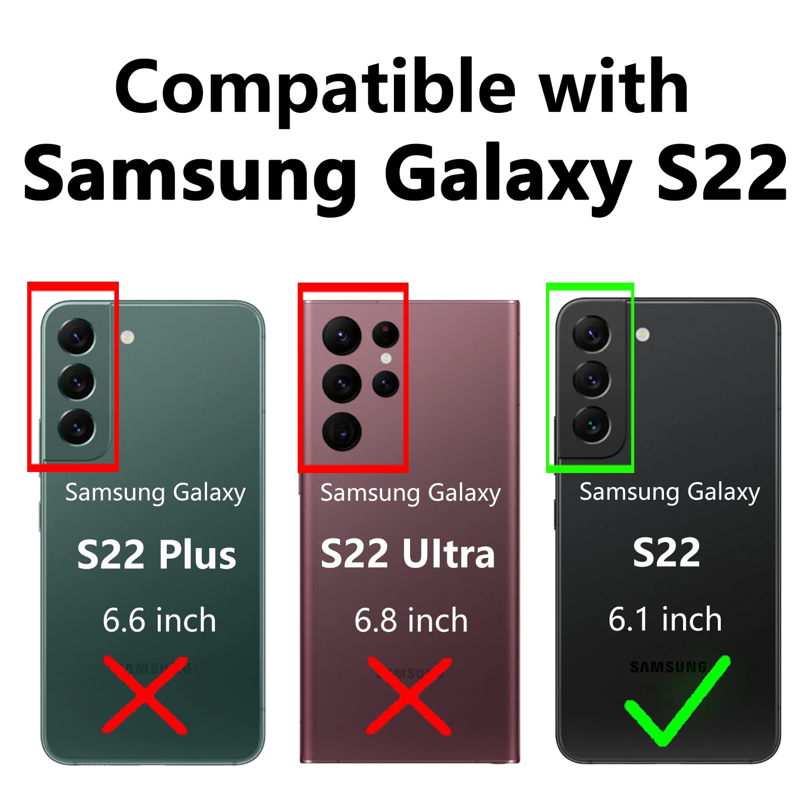 Sktgslamy For Samsung Galaxy S22 Case,Galaxy S22 Case,With Screen Protector,[Military Grade] 16Ft. Drop Tested Cover With Magnet