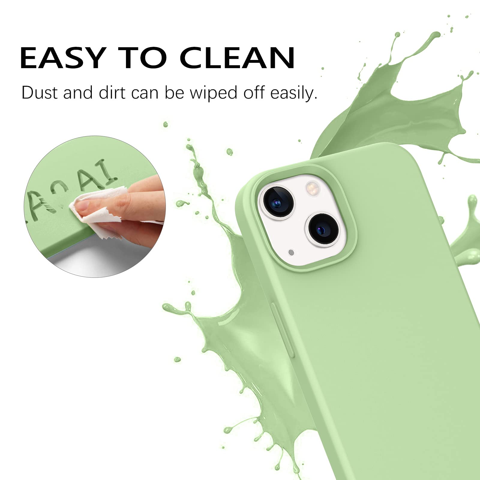 Guagua Compatible With Iphone 13 Mini Case Liquid Silicone Soft Gel Rubber Slim Thin Microfiber Lining Cushion Texture Cover Sho