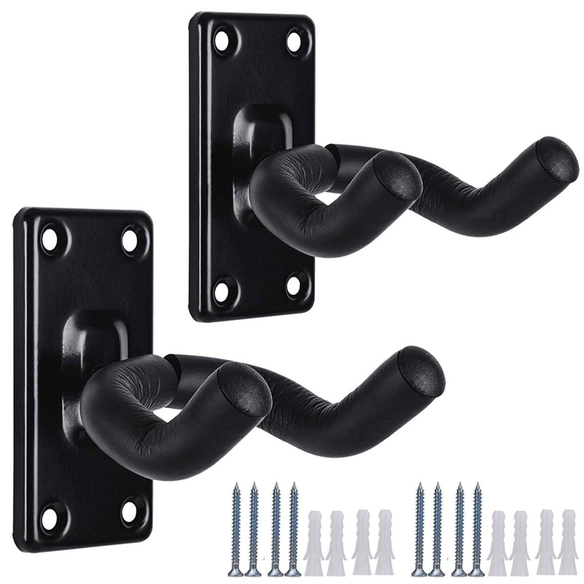 Guitar Wall Mount Hanger Hook Holder Stand 2 Pack Guitar Hangers Hooks For Acoustic Electric And Bass Guitars (2Pack Black)