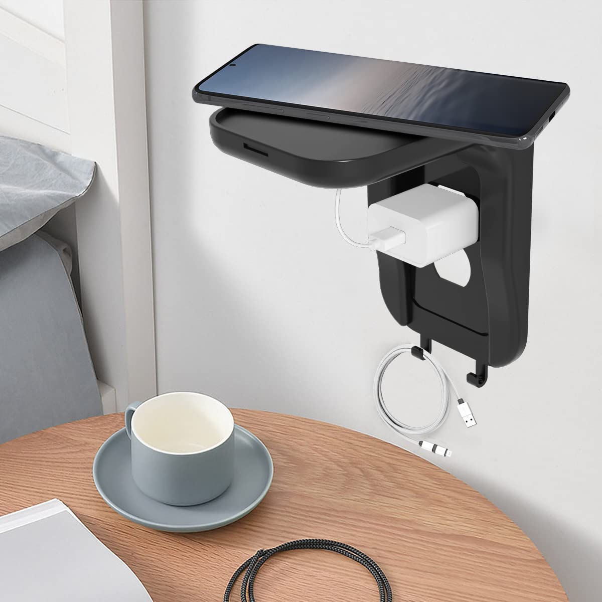 Suptek Wall Outlet Shelf, Home Wall Shelf Organizer For Outlets, Perfect For Bathroom, Kitchen, Bedrooms,Ideal For Cell Phone,Sp