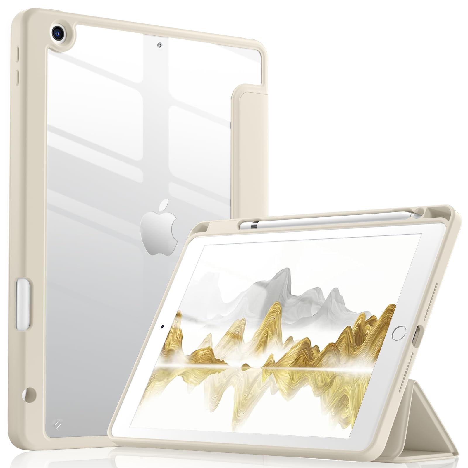 Wenlaty Case Compatible With Ipad 9Th/8Th/7Th Generation Case(2021/2020/2019), Full Body Protective With Pencil Holder, Clear Ca