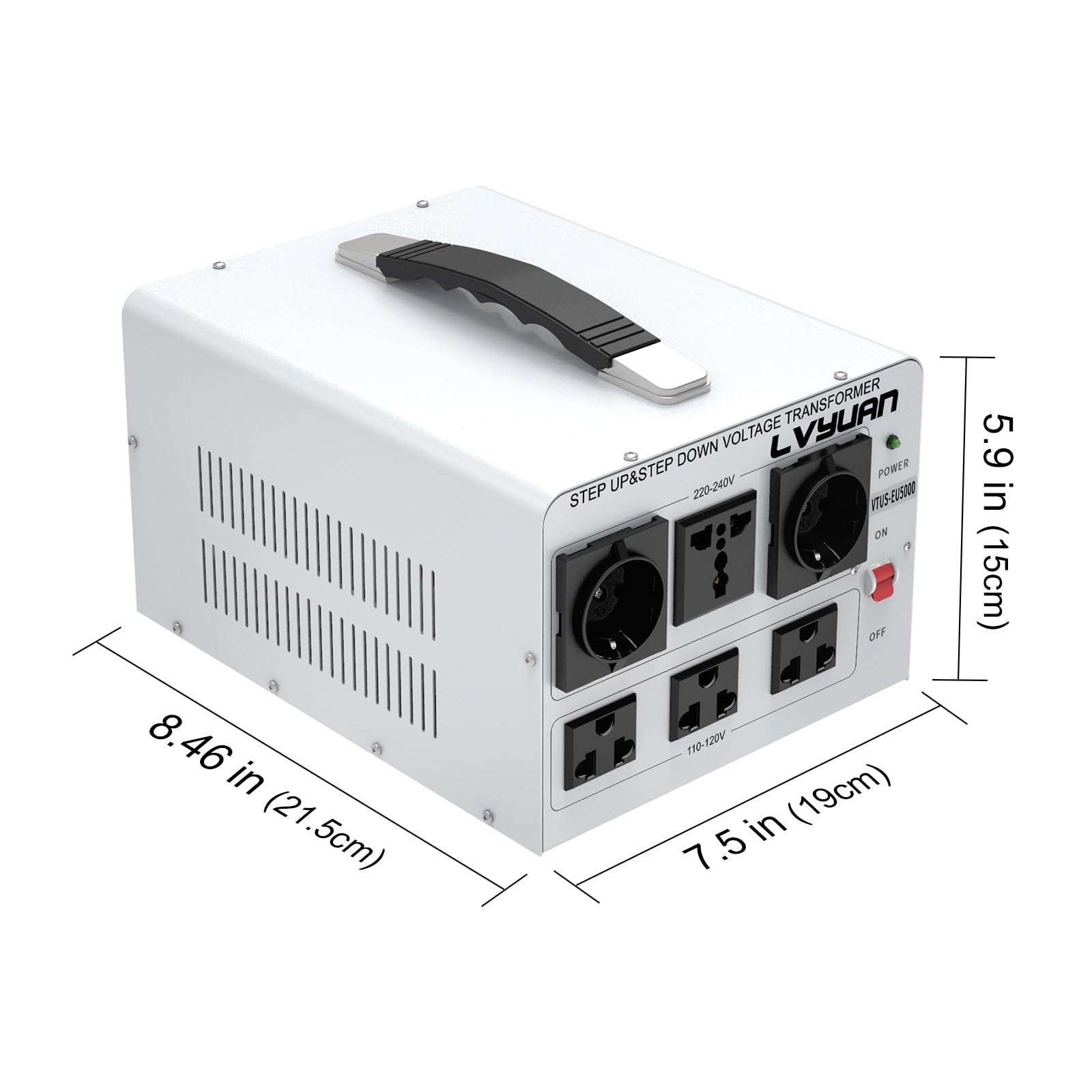 Lvyuan 5000W Voltage Transformer Power Converter Step Up 110V To 220V, Step Down 220V To 110V, 110/120 Volt   220/240 Volt