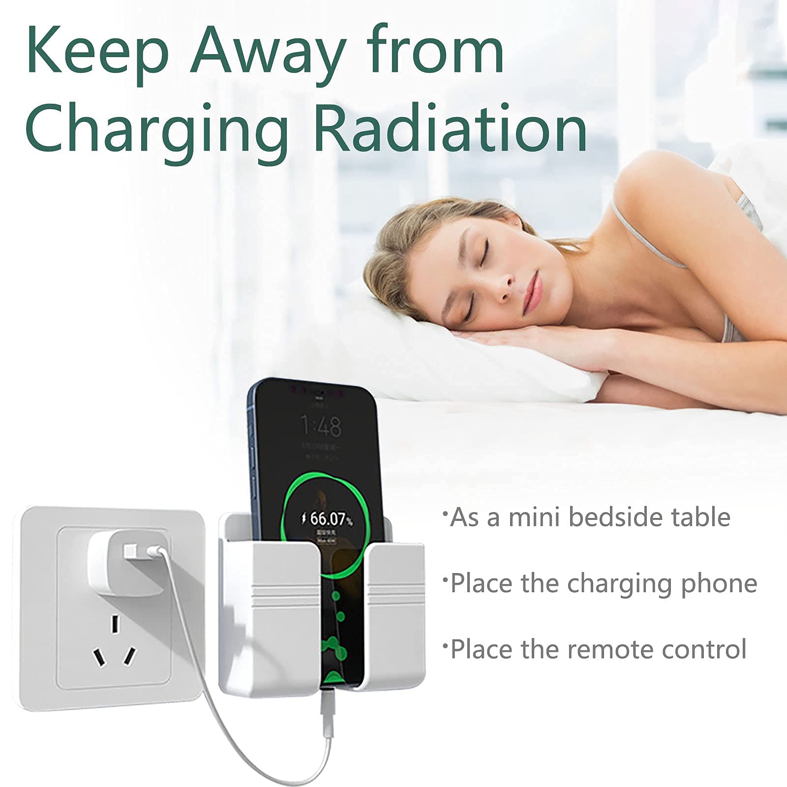 Cei&Bpy Wall Mount Phone Holder, Phone Stand With Self Adhesive. Phone Holder For Charging And Rv For Iphone And Android (1Pc,Wh