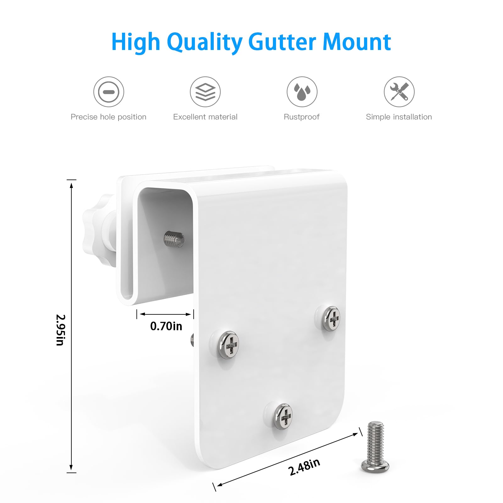 Koroao Gutter Mount Bracket Compatible With Eufy Security Solocam S340, Solar Security Camera(1Pack White)