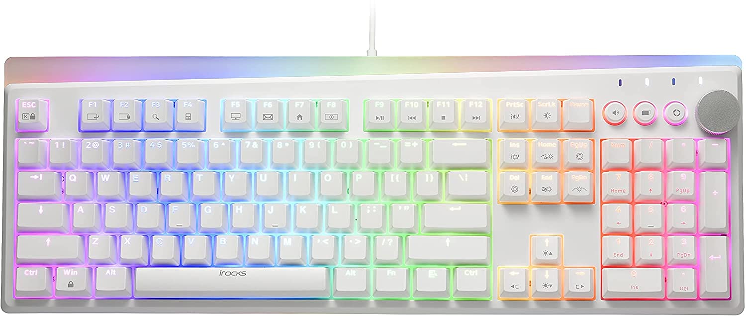 iRocks K71M RGB Mechanical Gaming Keyboard, MultiMedia Knob, Brown Switch