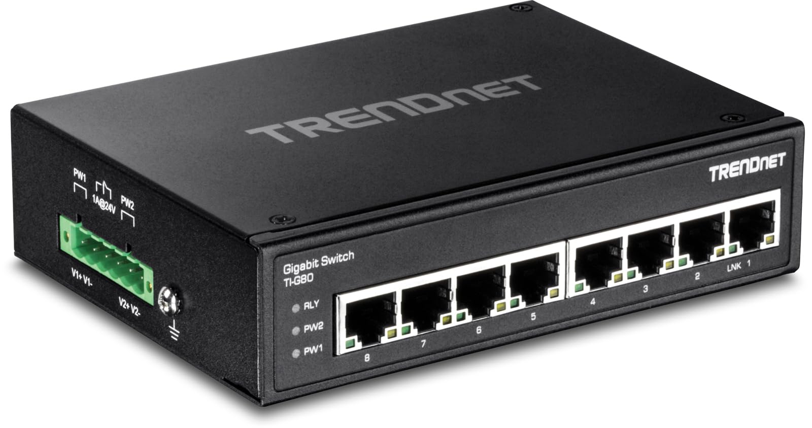 Trendnet 8-Port Hardened Industrial Gigabit Din-Rail Switch, 16 Gbps Switching Capacity, Ip30 Rated Metal Housing (-40 To 167 F)