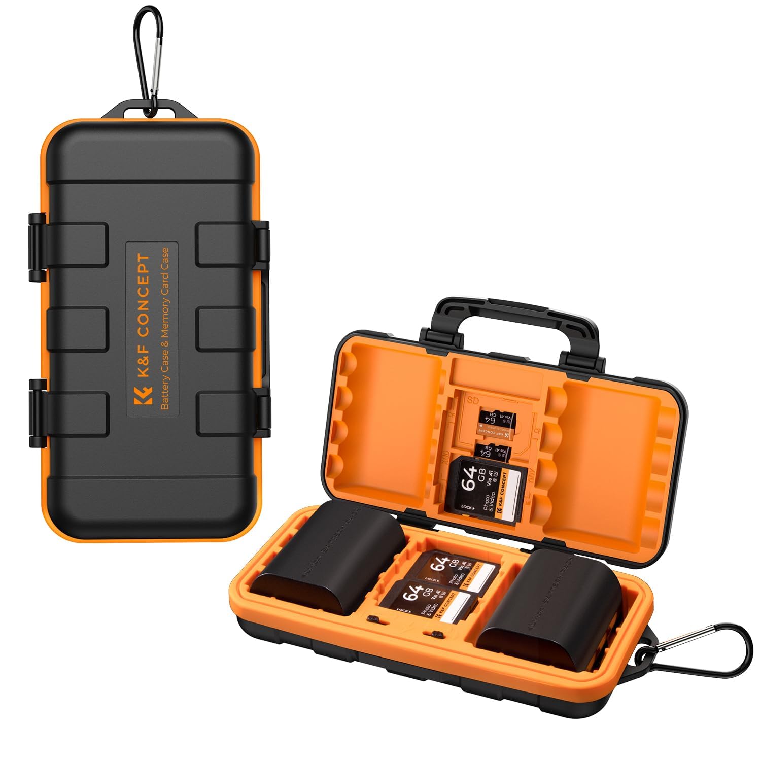 K&F Concept Camera Battery Sd Card Holder For 4 Sd Cards, 2 Camera Batteries, 6 Tf Cards, 2 Cf Cards Or 2 Xqds, Water Resistant And Anti Shock Case, Camera Accessories, Small Sd Card Case