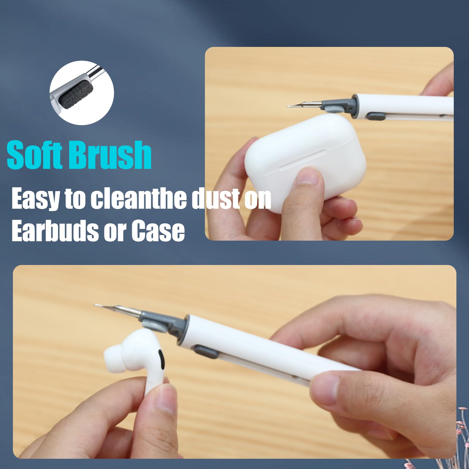 Akiki Cleaner Kit For Airpods, Earbuds Cleaning Kit For Airpods Pro 1 2 3, Phone Cleaner Kit With Brush For Bluetooth Earbuds Cl