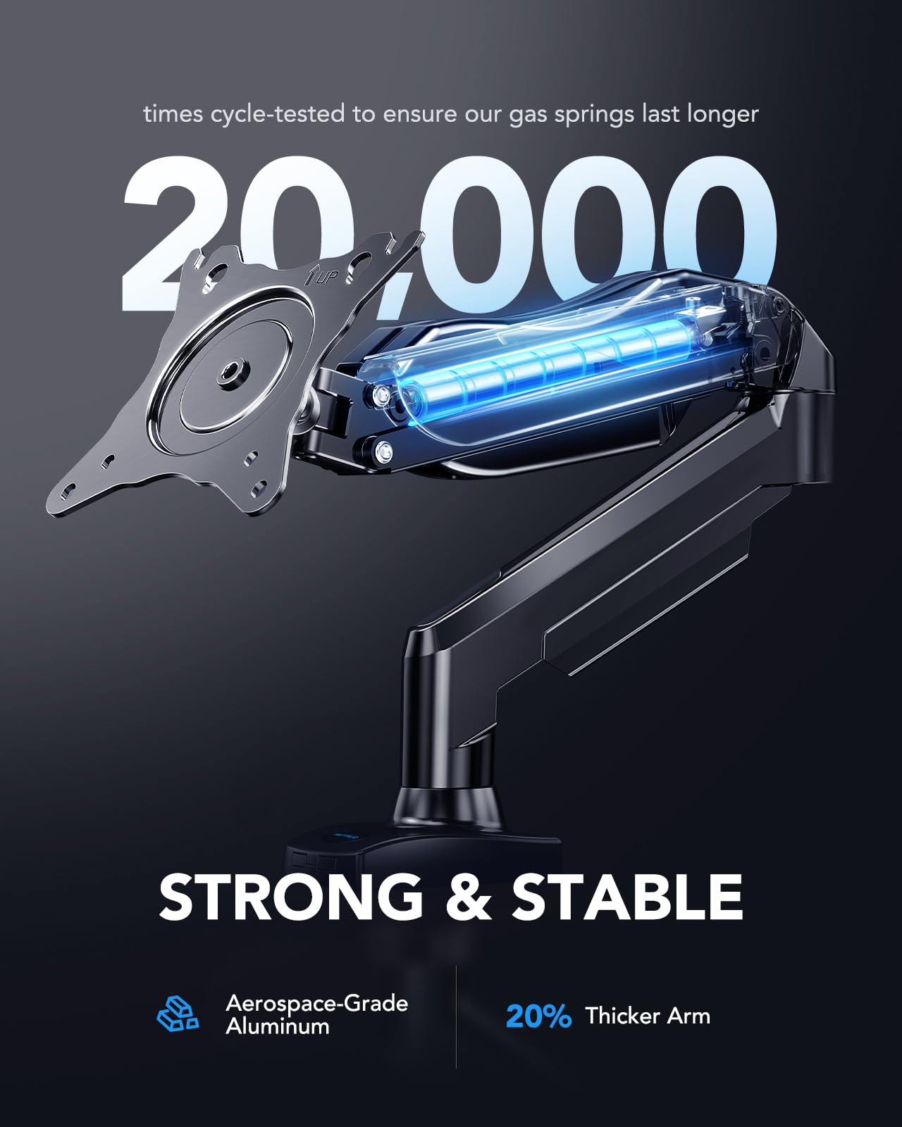 Huanuo Single Monitor Mount, 13 To 32 Inch Gas Monitor Arm, Adjustable Stand, Vesa Mount With Clamp And Grommet Base   Fits 4.4 To 19.8Lbs Lcd Computer Monitors