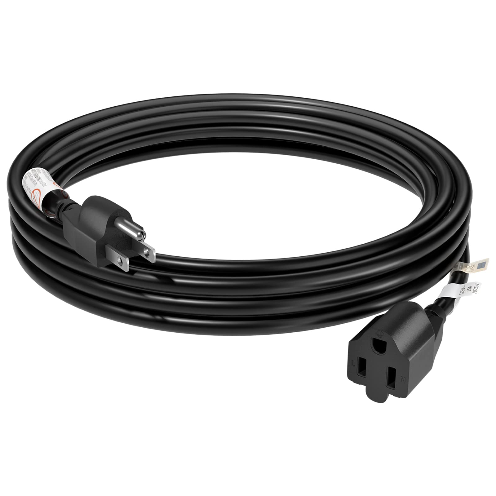 Firmerst 15 Amp 10 Feet 3 Prong Extension Cord 14 Gauge 1875W Black