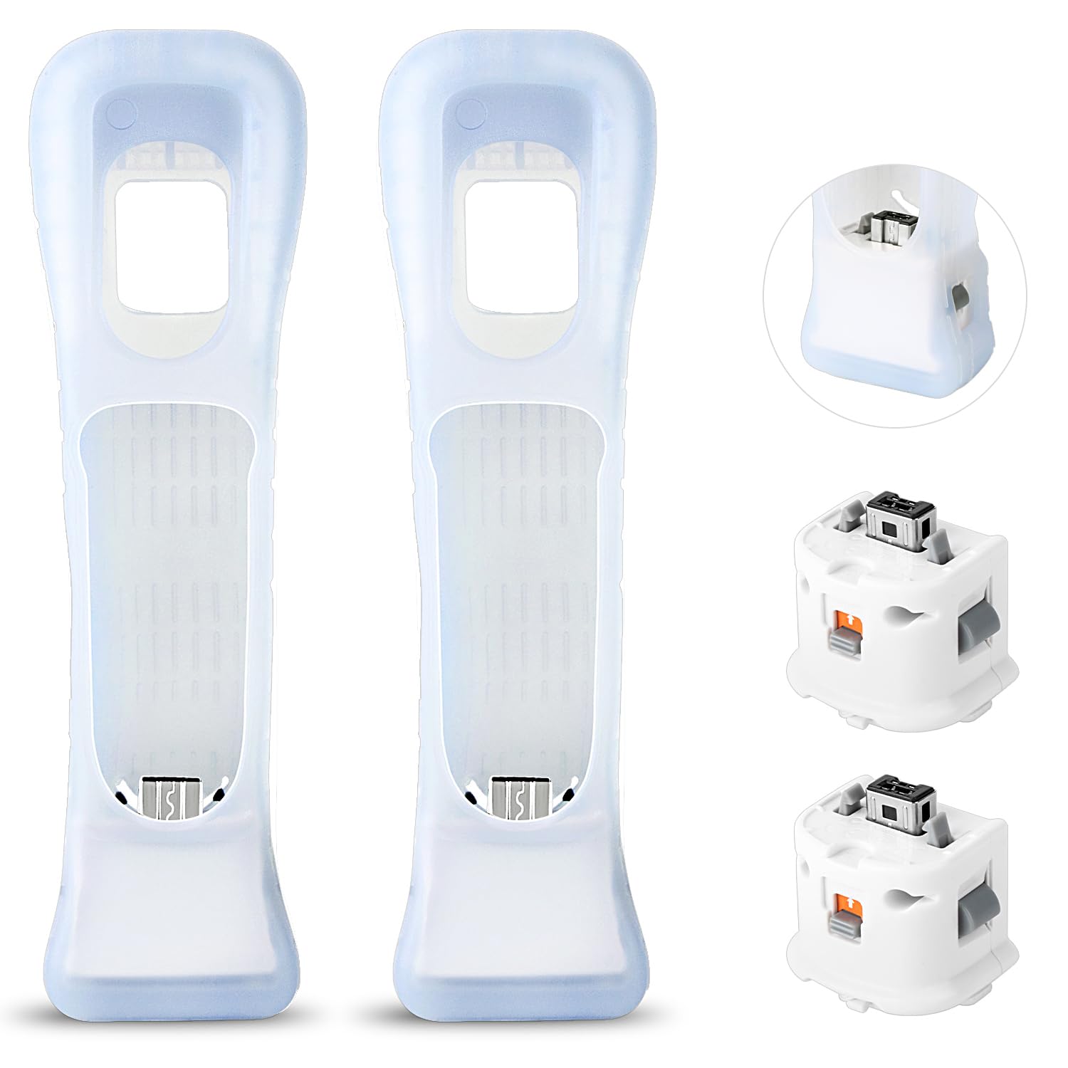 Dtiansir 2 Pack Motion Plus Adapter With Silicon Case Sensor W For Nintendo Wii Remote Controller,Motion Plus Adaptor Accelerato