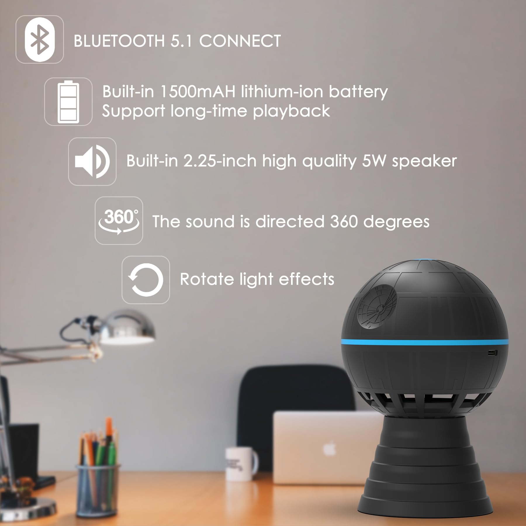 Yflstr Ds2 Wireless Bluetooth Speaker, Portable Bluetooth Speaker,1500Mah Battery 10 Hours Play Time,5W Speaker Bluetooth 5.1,St
