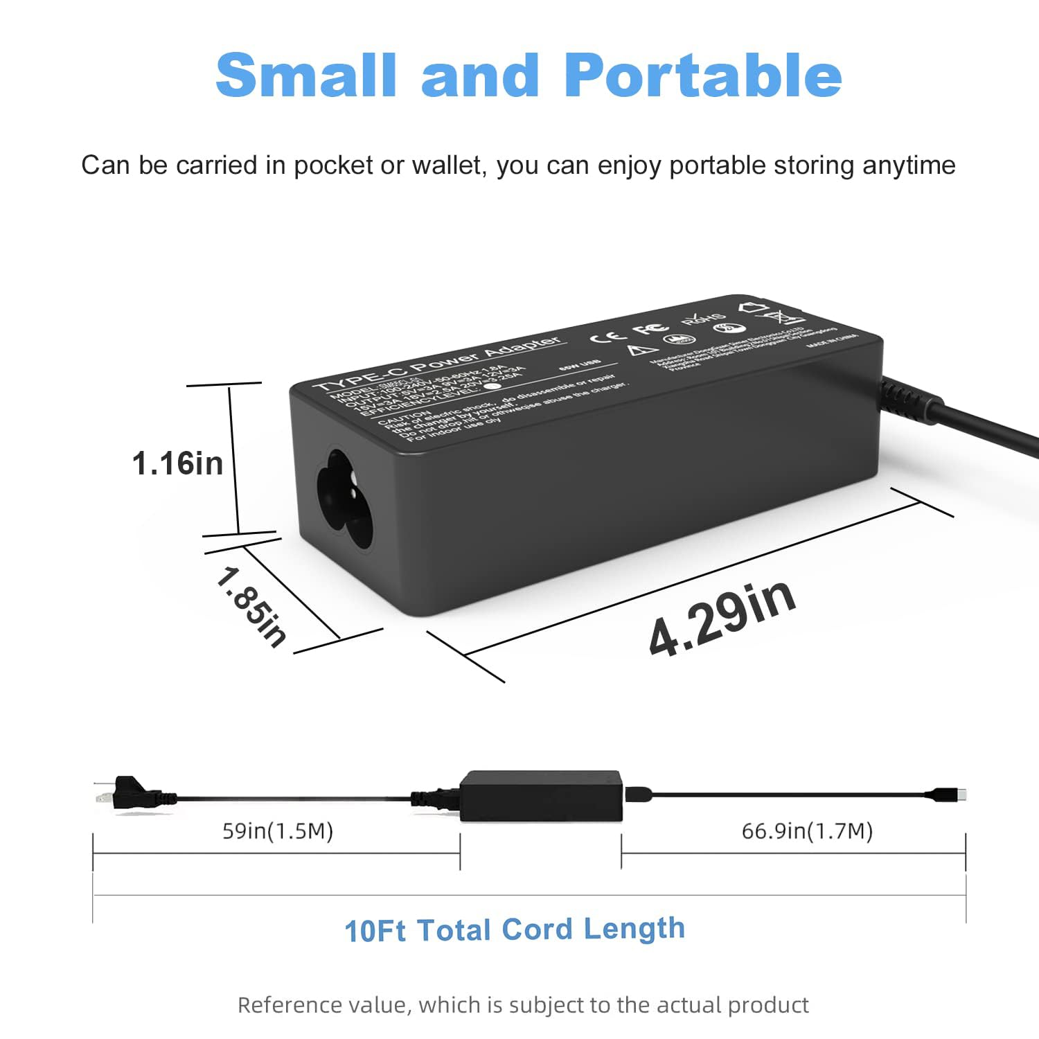 Universal 65W 45W Usb C Laptop Charger Replacement For Lenovo Thinkpad/Yoga/Chromebook,Hp Acer Asus Samsung Mac Book Pro Dell Ch