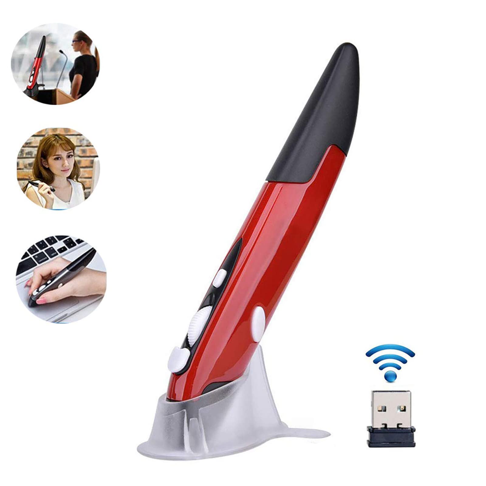 Lychee Wireless Optical Pocket Pen Mouse, 2.4Ghz Usb Wireless Optical Pen Mouse 800/1200/1600 Dpi Adjustable Handwriting Mini Ai